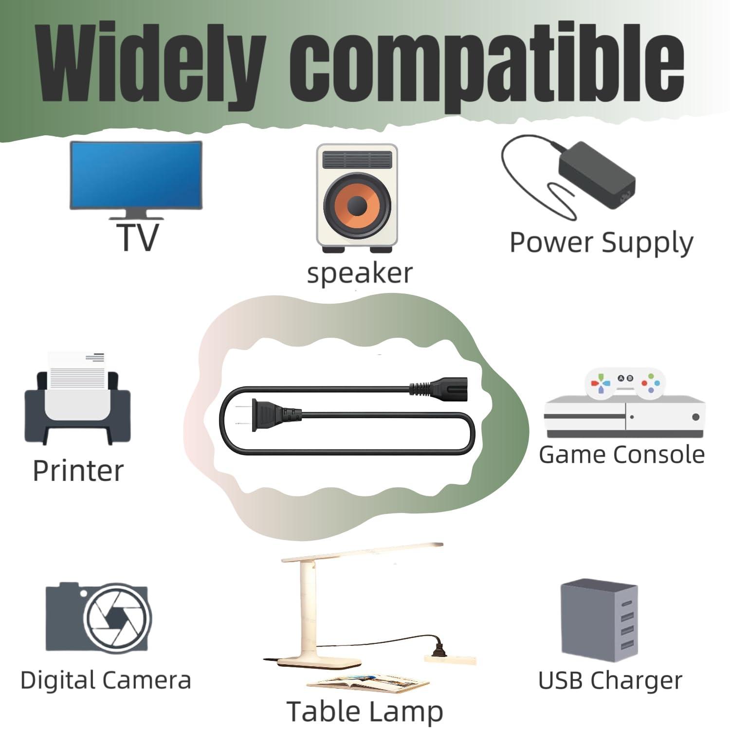 Power Cord Charger Cable 10Ft Compatible with JBL PartyBox 100 110 200 300 310 710 1000 On-The-Go Speaker JBL Bar 2.1 3.1 5.1 9.1 Soundbar JBL Boombox 3 Speaker Replacement 2 Slot Devices Supply Cord - Image 7