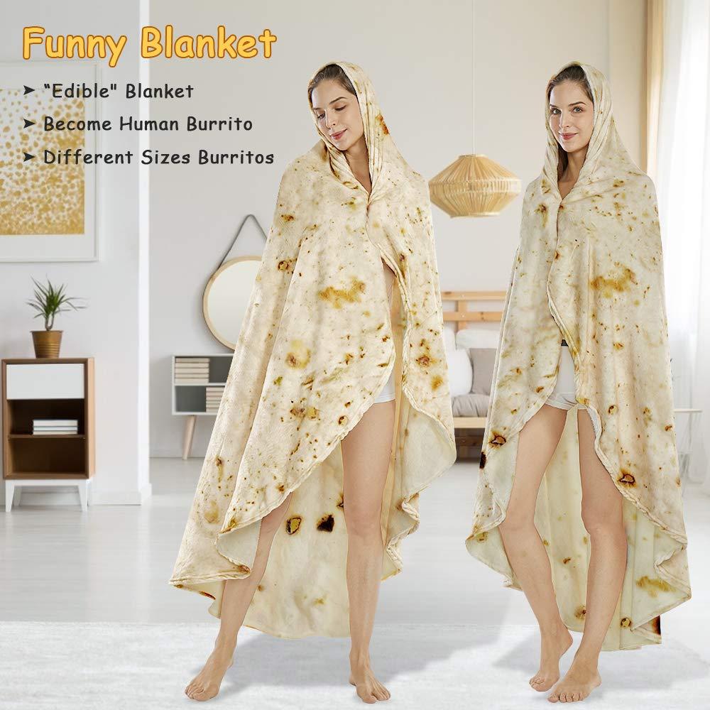 SeaRoomy Burritos Tortilla Blanket, Realistic Food Wrap Blanket Double Sided, Novelty Funny Tortilla Round Giant Soft Blankets (Beige, 47 inches) - Image 5