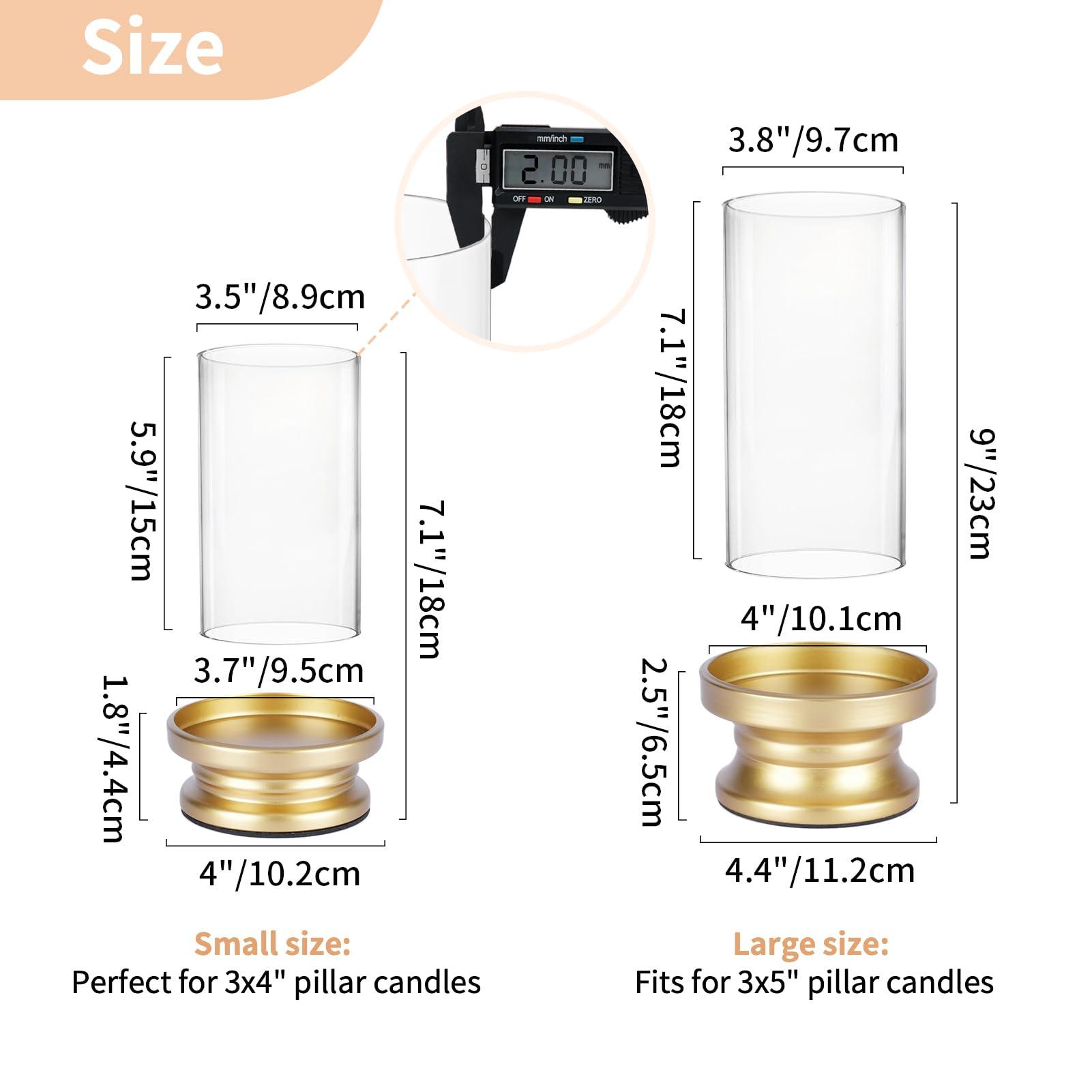NUPTIO Hurricane Candle Holder Gold: Set of 2 Candle Holders for Pillar Candles with Clear Glass Sleeve - Decorative Metal Pillars Stands for Wedding Party Christmas Holiday Dining Table Centerpiece - Image 2
