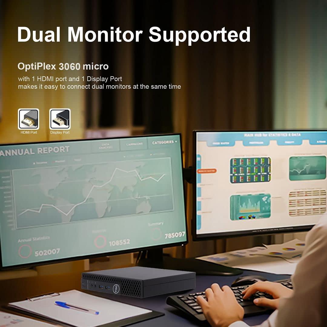 Dell Mini PC Windows 11 Micro Computer OptiPlex 3060 Desktop,i7-8700T 32GB Ram 1TB M.2 NVMe M.2 SSD,AX210 Built-WiFi 6E,HDMI Dual Monitor Support,Wireless Keyboard Mouse (Renewed) - Image 2