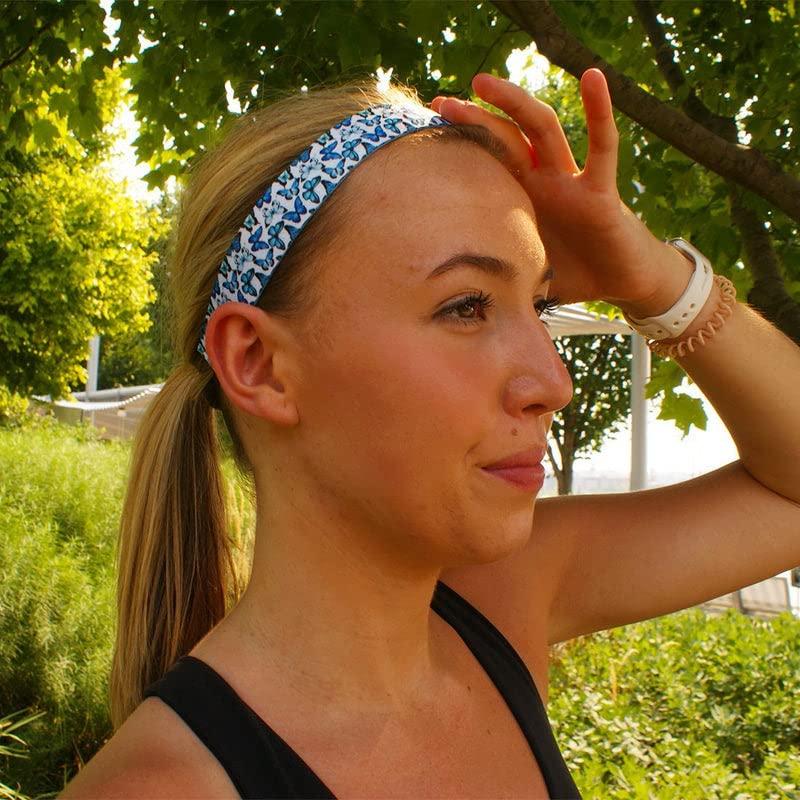 Sweaty Bands Womens Girls Headband - Non-Slip Velvet-Lined Exercise Hairband - Butterflies Time to Fly 1-Inch - Image 2