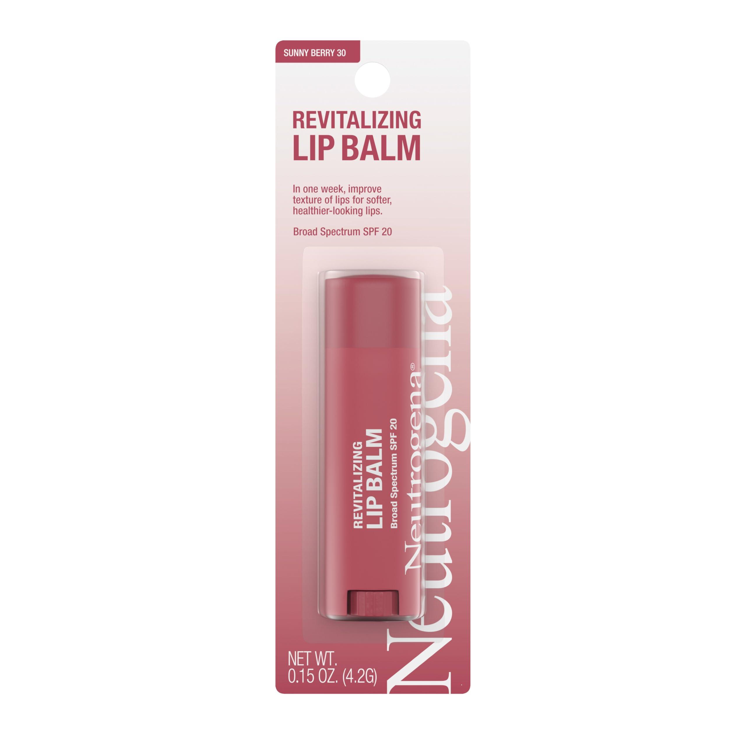 Neutrogena Revitalizing Tinted Lip Balm Broad Spectrum SPF 20 Sunscreen, Moisturizing Lip Balm with a Sheer Tint for Softer, Smoother, Healthier-Looking Lips, Sheer Sunny Berry 30, .15 oz - Image 4