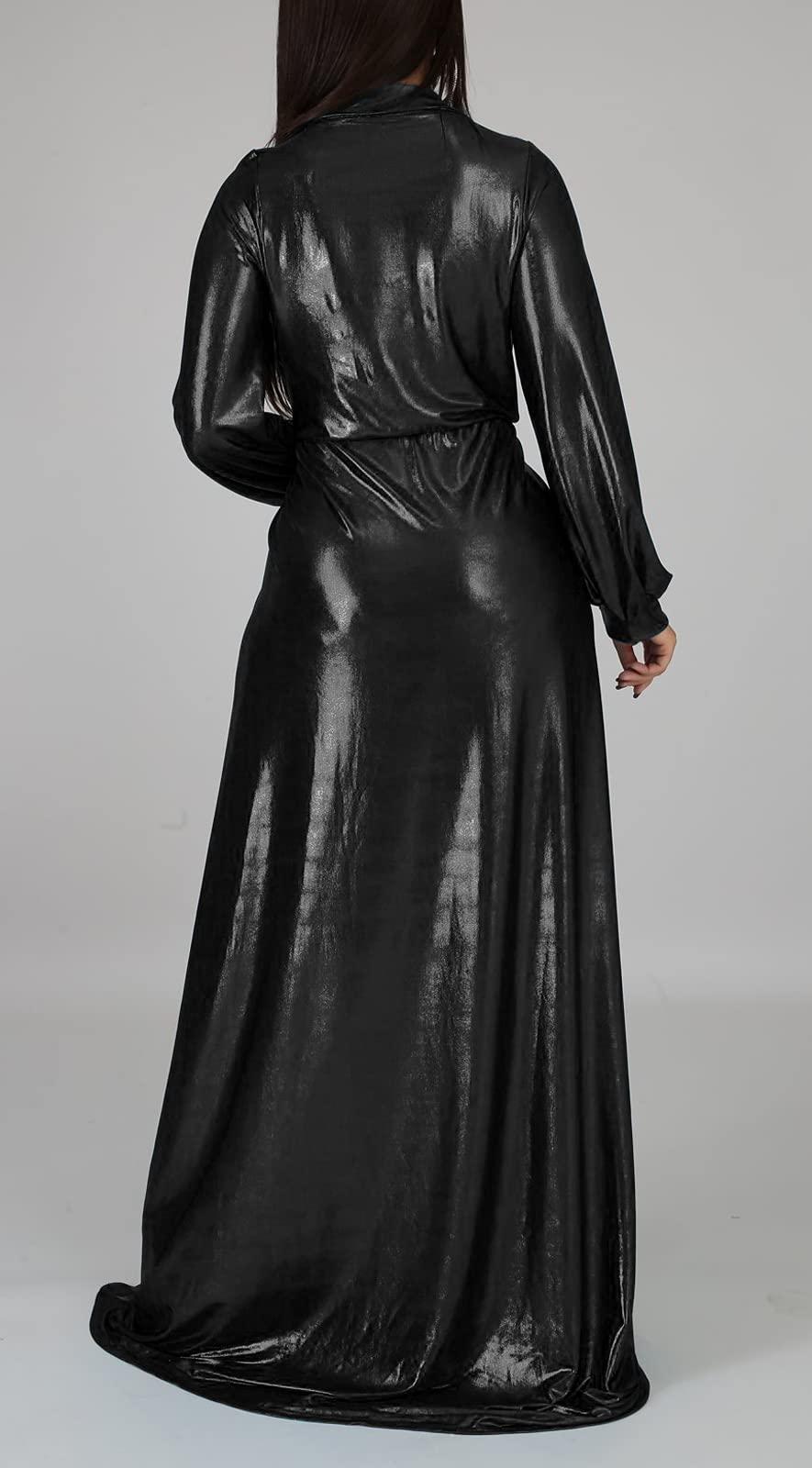 BestGirl Formal Long Sleeve Dress for Women Sequin Bodycon Ruched Sparkly Dresses - Image 3