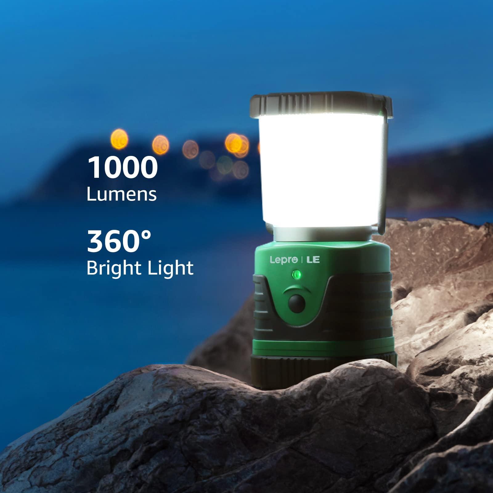 Lighting EVER 1000LM LED Camping Lantern Rechargeable, 4400mAh Power Bank, Camping Essential with 4 Light Modes, IP44 Waterproof Lantern Flashlight for Hurricane Emergency, Hiking, USB Cable Included - Image 2