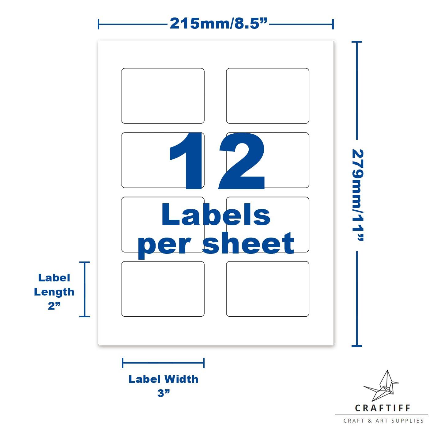 2x3 inch Rectangle Stickers Labels Matte White, Pack of 200, for Inkjet and Laser Printer, Vinyl Sheets Packaging Address Mail Business Craftiff - Image 3