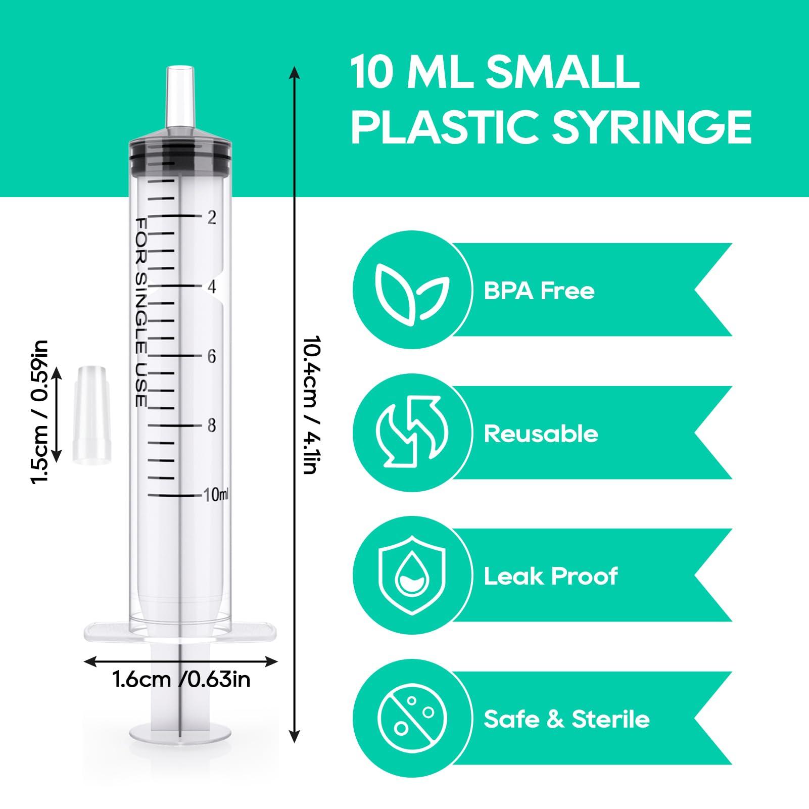 JOLLY PARTY 100 Pack 10ml Syringes Plastic Small Measuring Syringe with Tip Cap, Oral Syringe for Scientific Labs, Feeding Pets, Measurement,Refilling, No Needle - Image 2