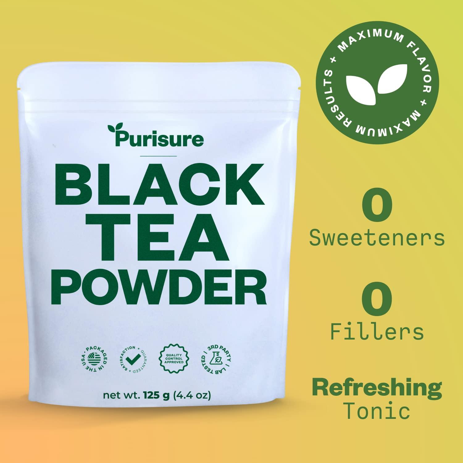 Purisure Instant Black Tea Powder, 125g, Pure Formula, Quick Dissolve for Hot/Cold Tea, Unsweetened Instant Tea Powder for Beverages, Baking, Energy & Health Boost, No Additives, Non-GMO, 125 Servings - Image 3