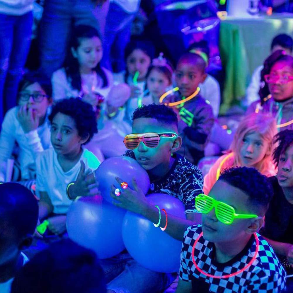 78PCs LED Light Up Toy Party Favors/Supplies Bulk Glow In The Dark For Adult Kids Birthday Halloween With 50 Finger Light, 12 Jelly Ring, 6 Flashing Glasses, 5 Bracelet, 5 Fiber Optic Hair Light - Image 2