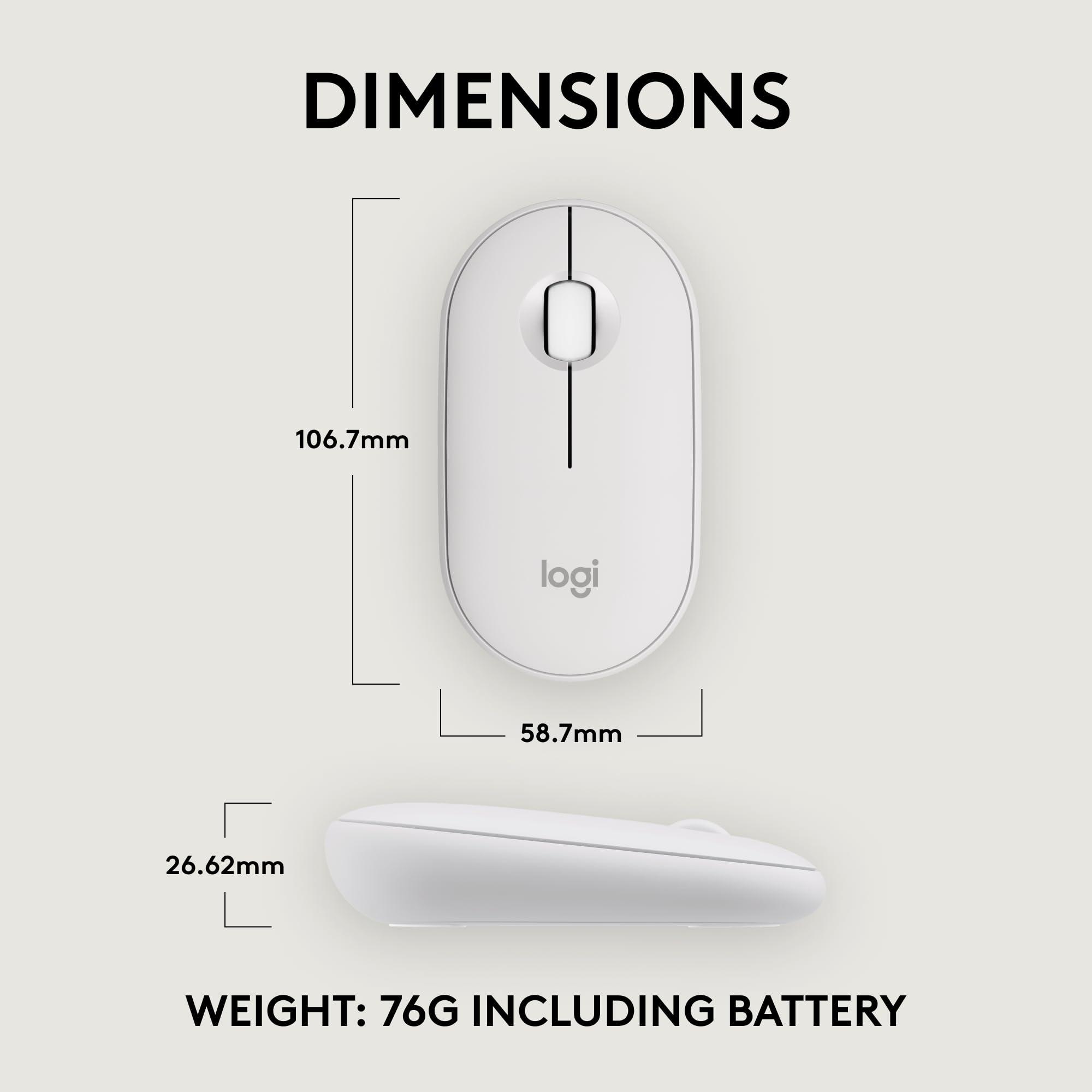 Logitech Pebble Mouse 2 M350s Slim Bluetooth Wireless Mouse, Portable, Lightweight, Customizable Button, Quiet Clicks, Easy-Switch for Windows, macOS, iPadOS, Android, Chrome OS - Tonal White - Image 8
