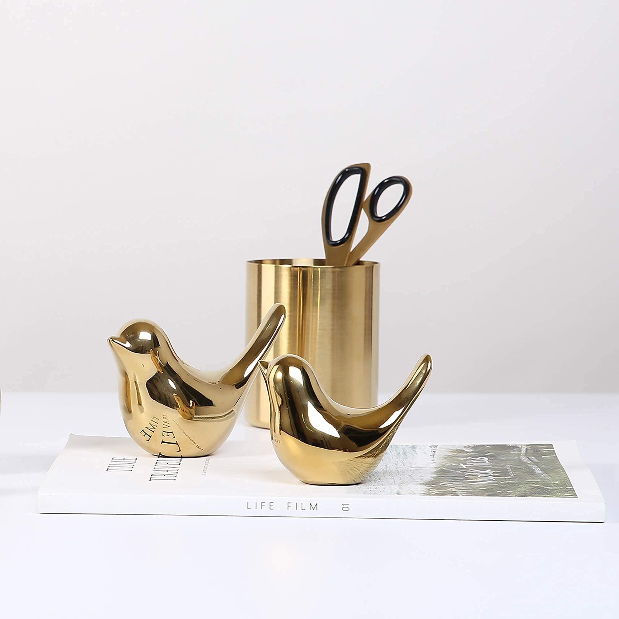 FANTESTICRYAN Small Birds Statues Gold Home Decor Modern Style Figurine Decorative Ornaments for Living Room, Bedroom, Office Desktop, Cabinets - Image 2