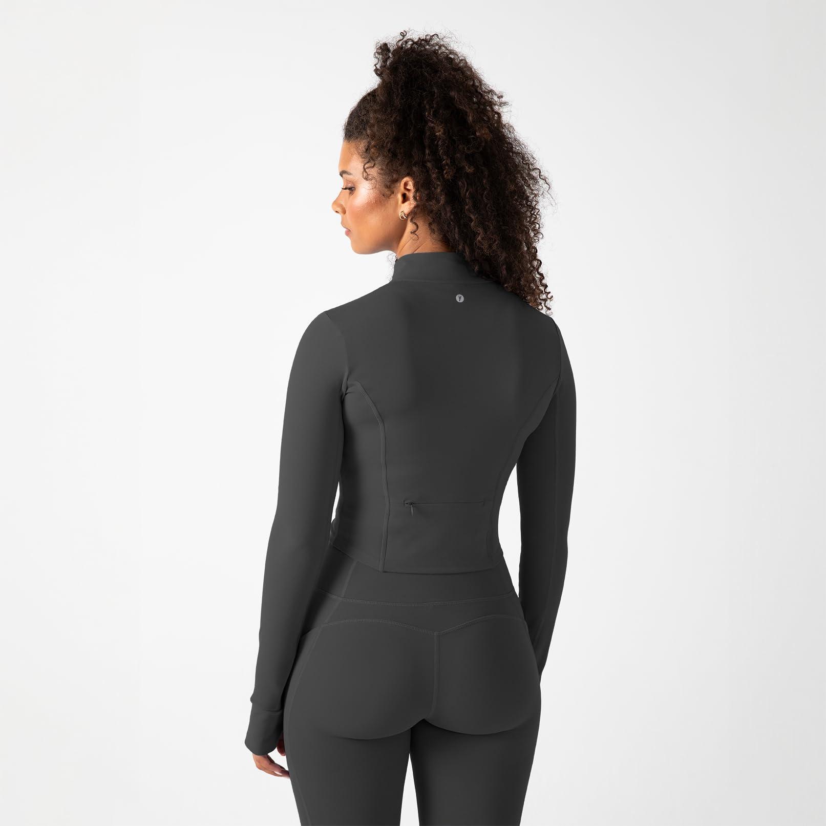 YITTY Active Women's UltraLuxe Cropped Full Zip Jacket, Athleisure, 4-Way-Stretch, Thumbholes - Image 2