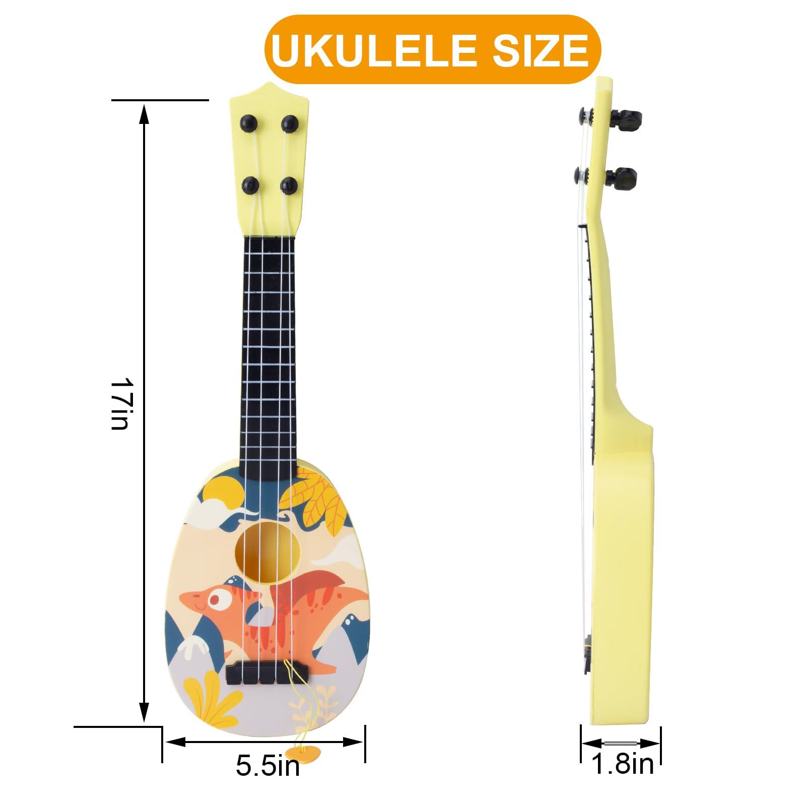 YOLOPLUS+ Kids Toy Ukulele, Kids Guitar Musical Toy,17 Inch 4 Steel Strings, with Pick, Kids Play Early Educational Learning Musical Instrument Gift for Preschool Children (17 inch Yellow Color) - Image 3