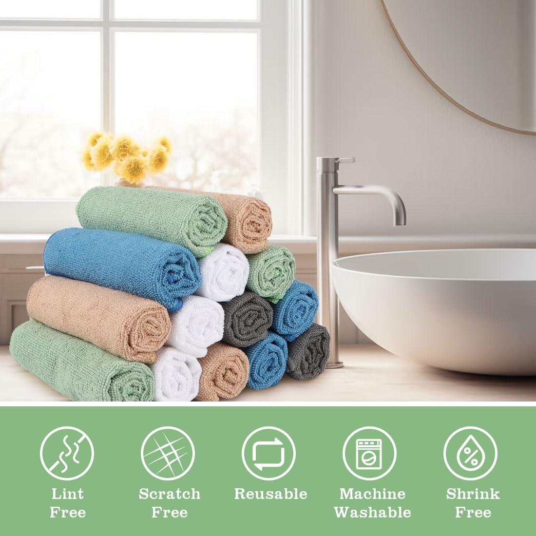 UNIMADE Washcloths Bulk 200 Pack Face Towels (12" x 12"), Highly Soft Wash Cloths and Hand Towels, Fast Drying Multi-Purpose Microfiber Cleansing Cloths for Bathroom, Hotel, Spa, and Salon -Multicolor - Image 6