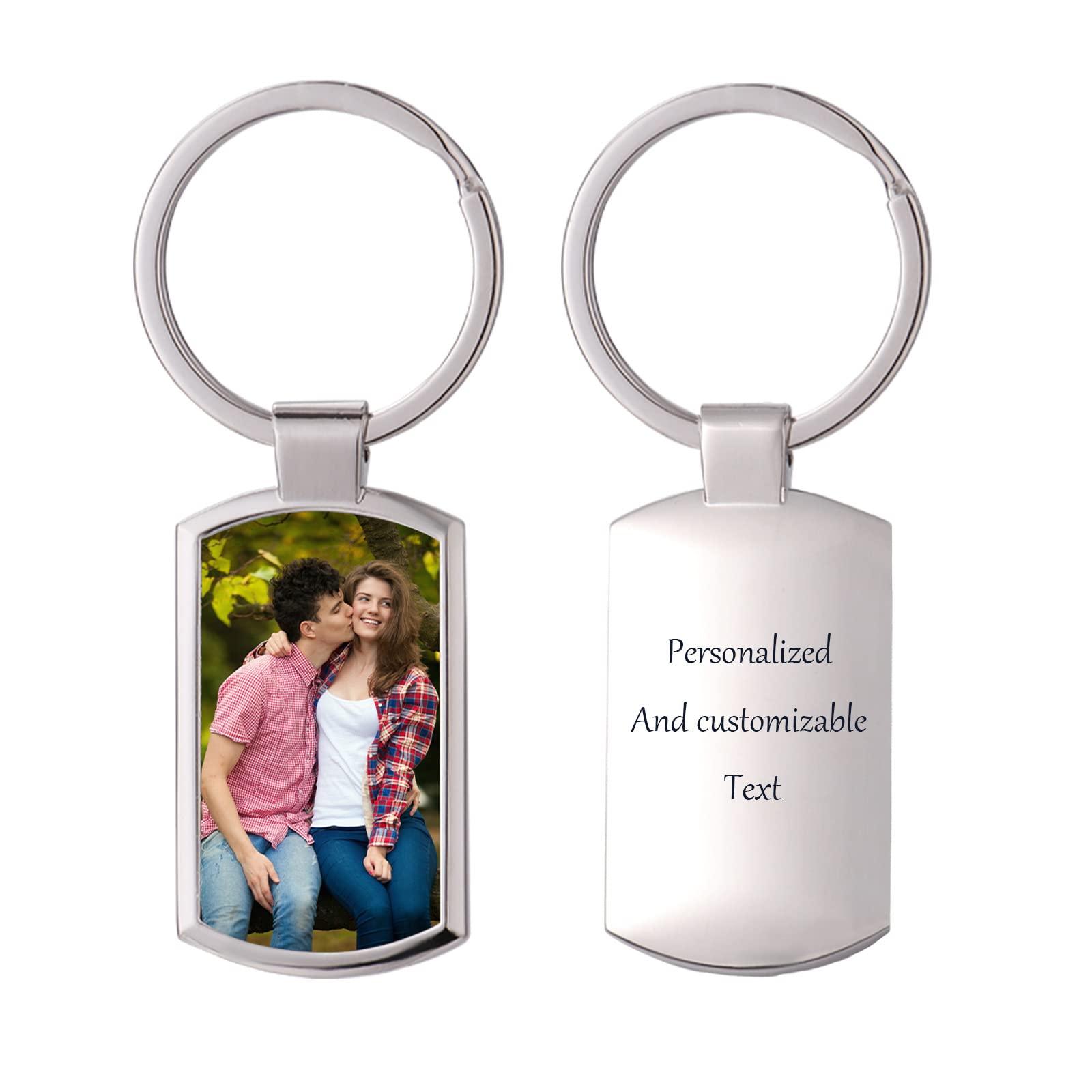Personalized Photo Keychain Customizable Text Key Chain Alloy Pendant Keyring Custom Keychain With Picture Memorial Gifts