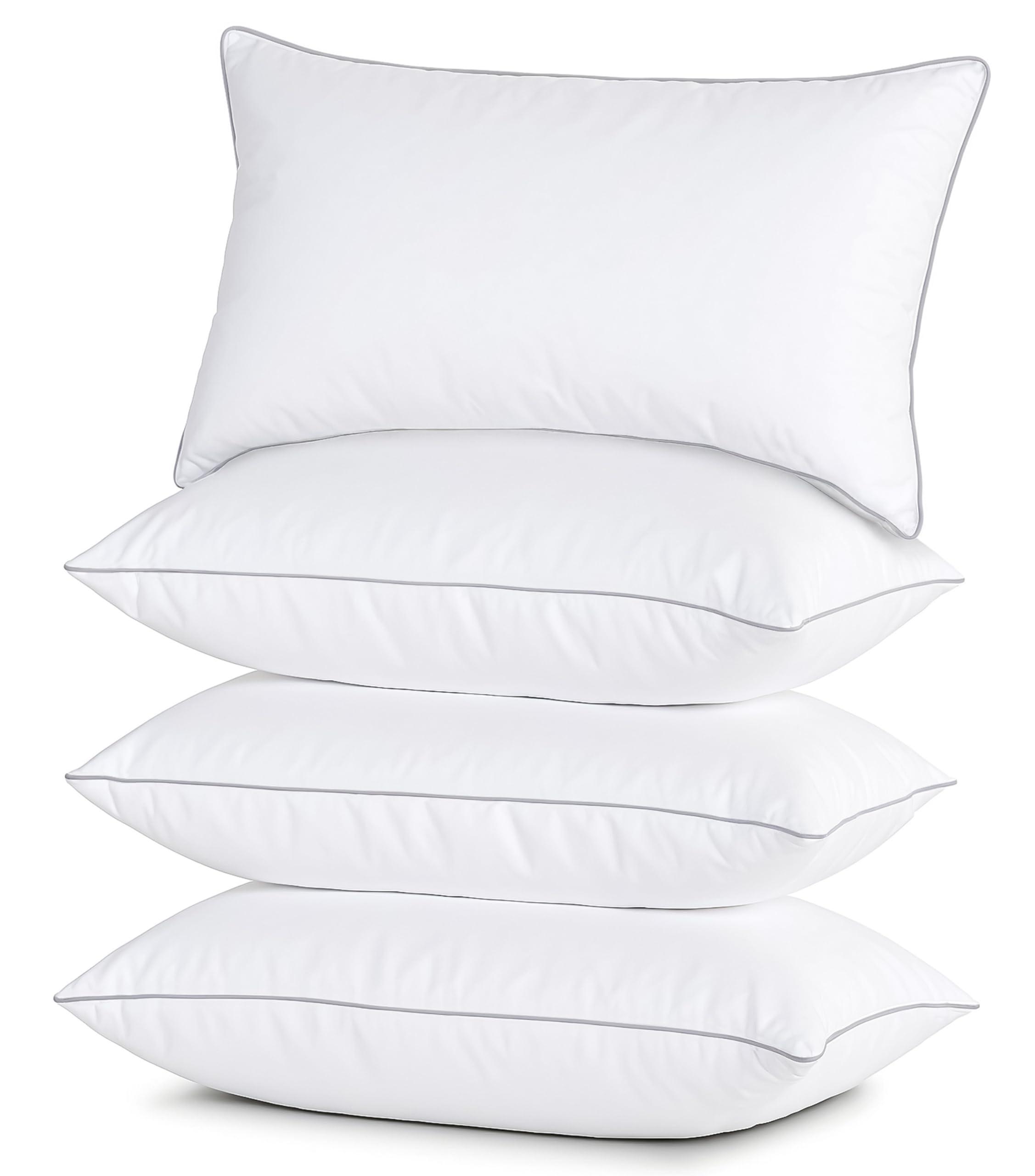 Casa Platino Bed Pillows Standard Size Set of 4 - Firm, Cozy & Soft Pillows for Adults- Pack of 4 – Luxury Bed Pillow for Side, Back & Stomach Sleepers - White