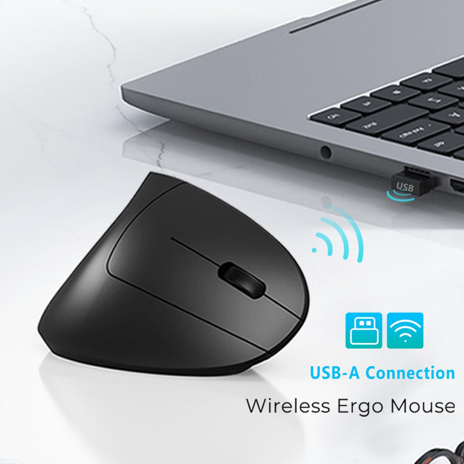 Lekvey Ergonomic Mouse, Vertical Wireless Mouse - Rechargeable 2.4GHz Optical Vertical Mice : 3 Adjustable DPI 800/1200/1600 Levels 6 Buttons, for Laptop, PC, Computer, Desktop, Notebook etc, Black - Image 8
