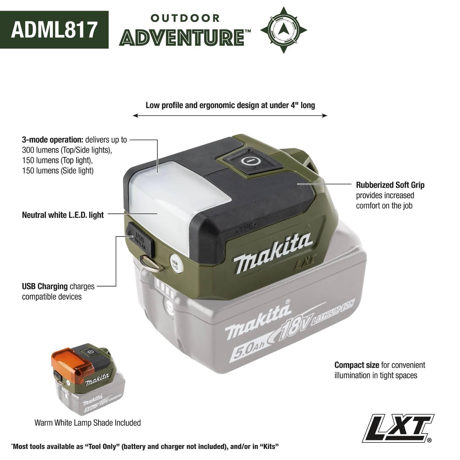 Makita ADML817 Outdoor Adventure™ 18V LXT® Compact L.E.D. Flashlight, Flashlight Only - Image 5