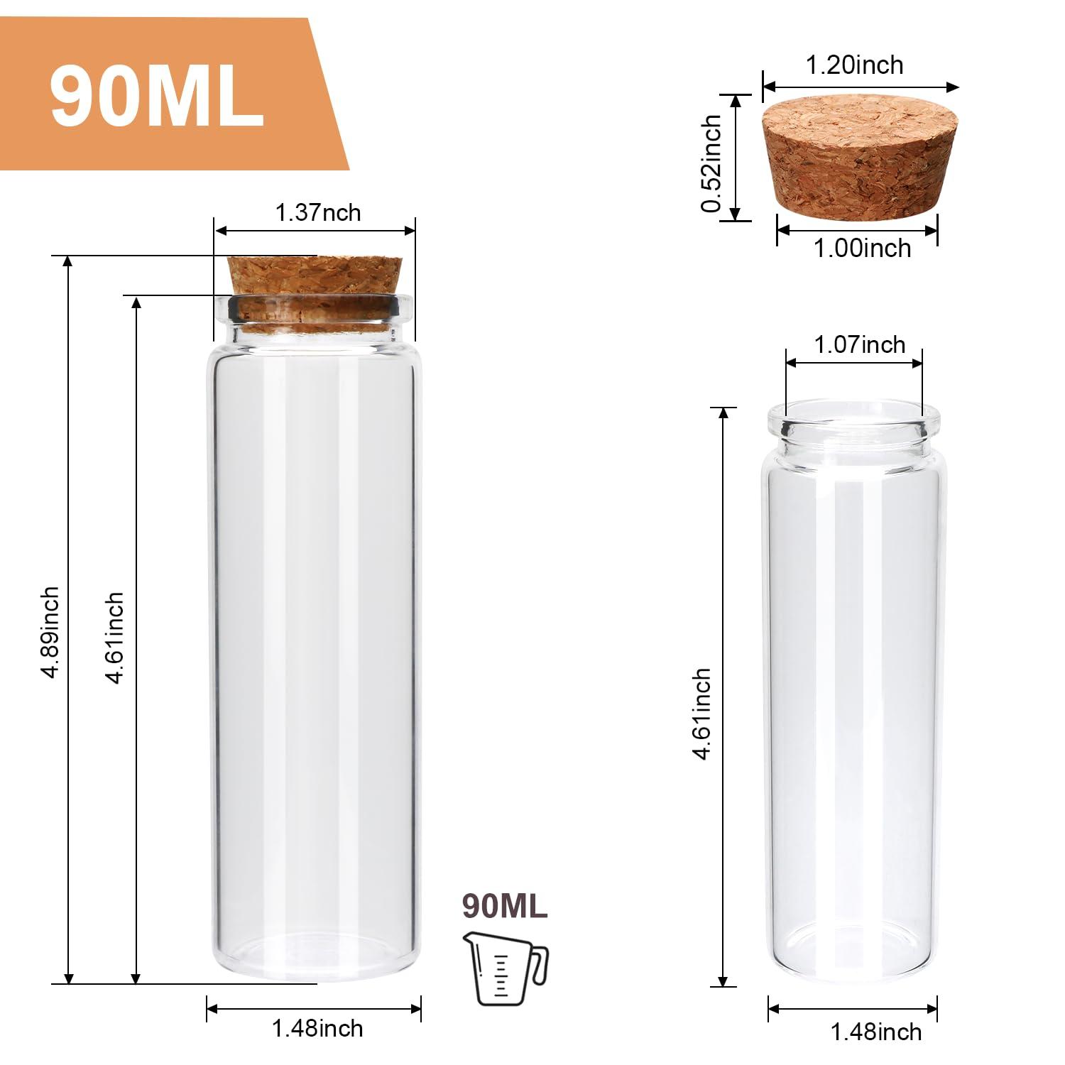 Brajttt 32pcs 90ml Small Mini Glass Bottles with Cork Stoppers,DIY Decoration Small Tiny Glass Jars Favors,Mini Vials Cork for Art Crafts,Wedding Party Supplies - Image 3