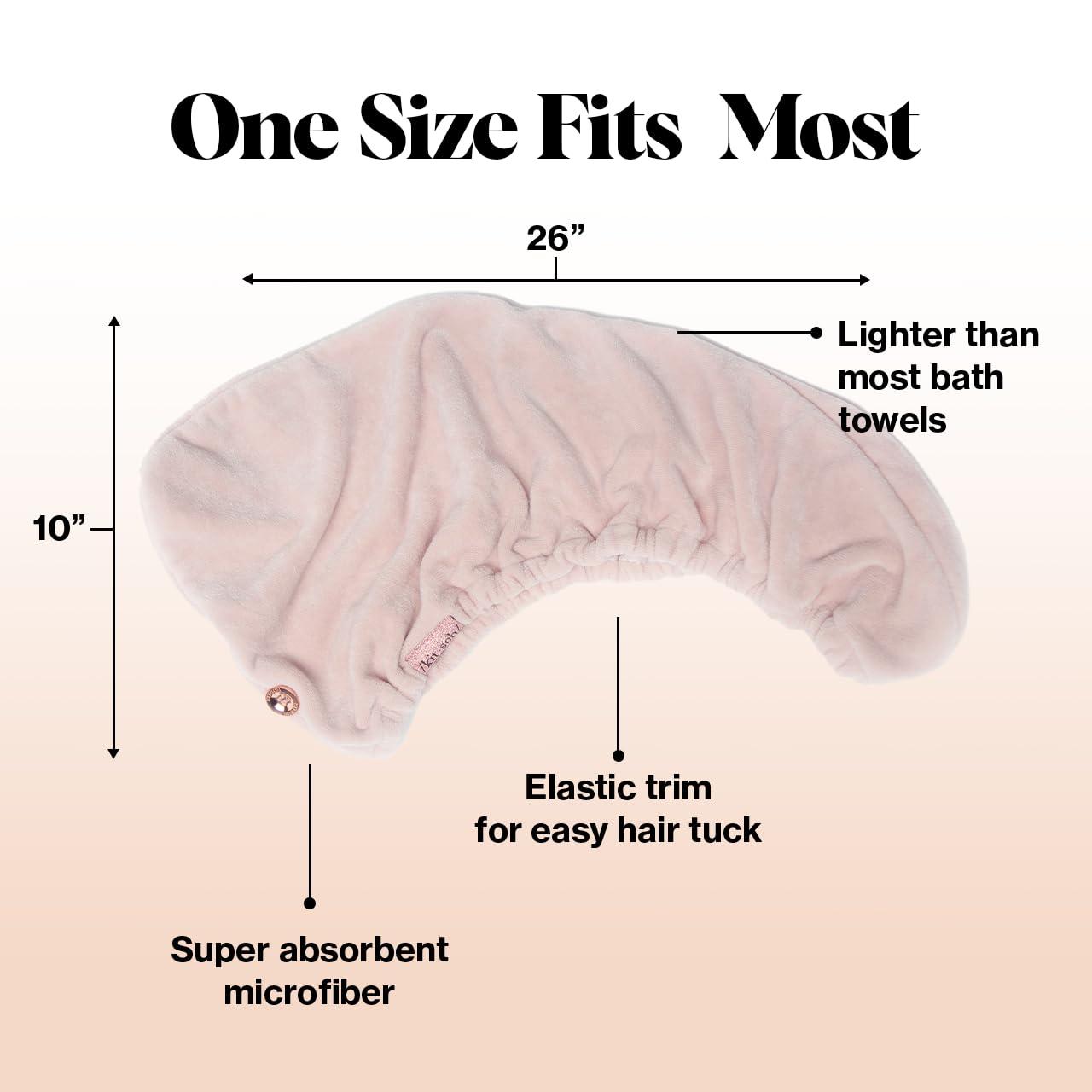 Kitsch Microfiber Hair Towel Wrap for Women - Super Absorbent Hair Drying Towel - Quick Dry, Anti-Frizz - for Long & Short, Wet & Curly Hair - Blush - Image 3
