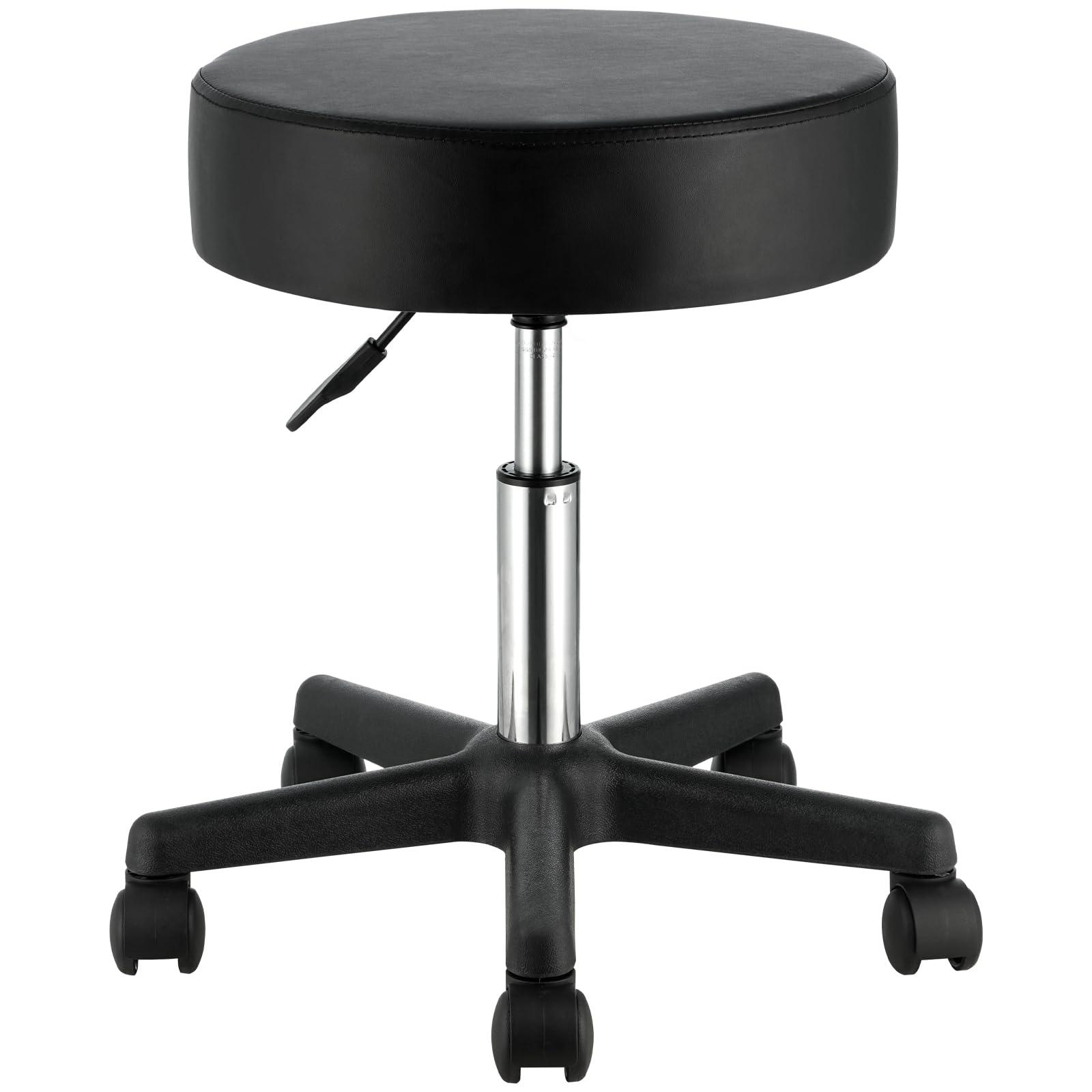 VEVOR Rolling Stools with Wheels, 400 LBS Weight Capacity Adjustable Height Stool with Ultra-Thick Seat Cushion, Swivel Stools Chair for Salon, Bar, Home, Office, Tatoo, Medical, Massage, Black - Image 9