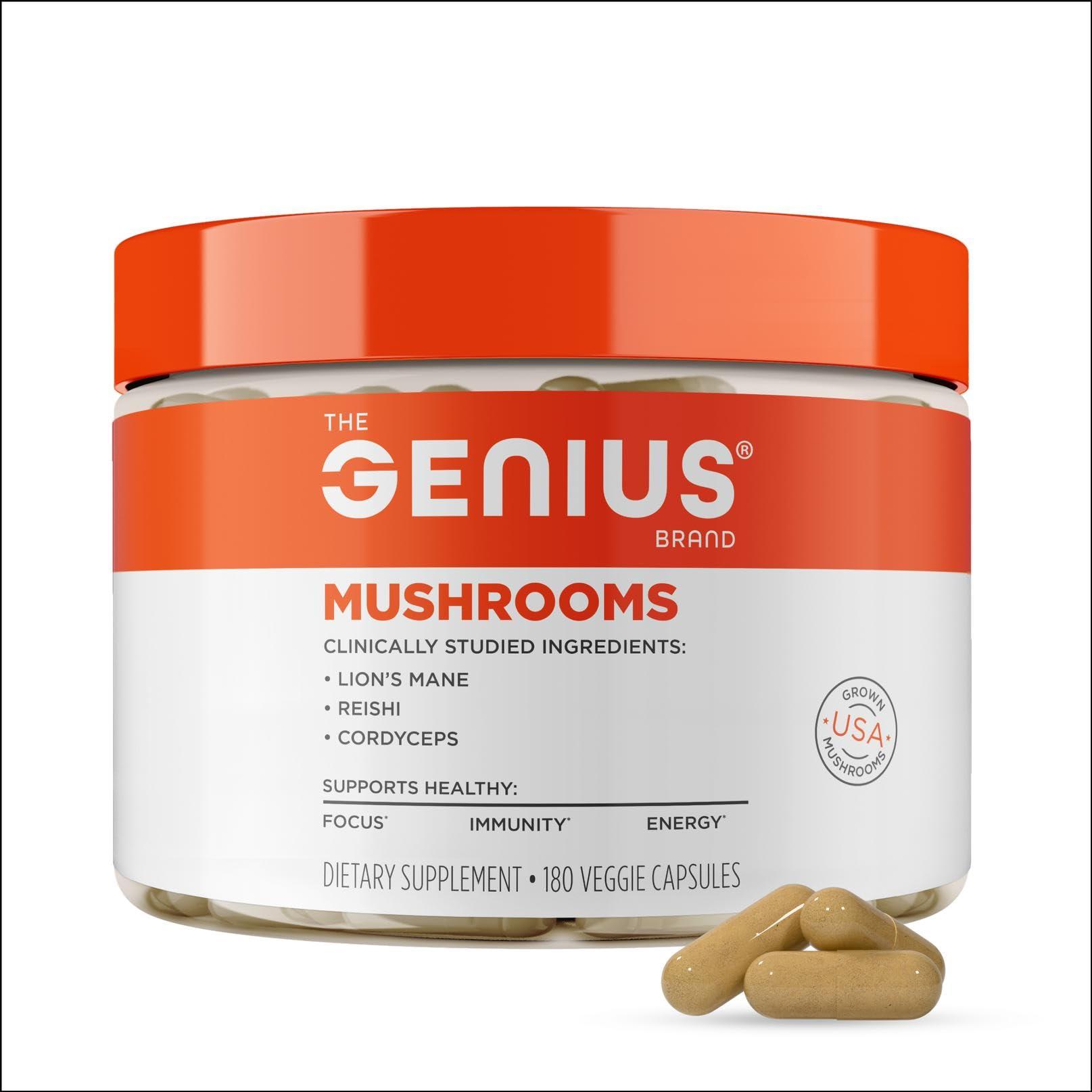 Genius Mushroom Supplement - Full-Spectrum Lion’s Mane, Cordyceps, Reishi -Daily Brain Nootropic for Energy, Focus, Memory & Overall Wellness - 90 Capsules – Organic for Mental Clarity & Performance - Image 2
