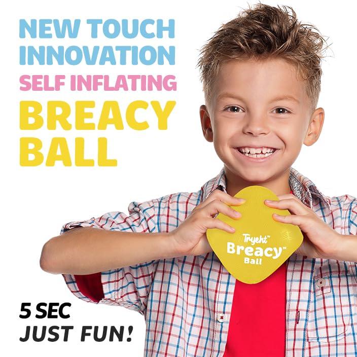 Tryeht 𝗦𝗲𝗹𝗳 𝗜𝗻𝗳𝗹𝗮𝘁𝗶𝗻𝗴 Ball 5" - Pump Free Playground Easy Grip Instant Healing Rubber Ball | Handball, Dodgeball, Mini Soccer Vollyball, Stress Support, Tension Sensory - Image 3