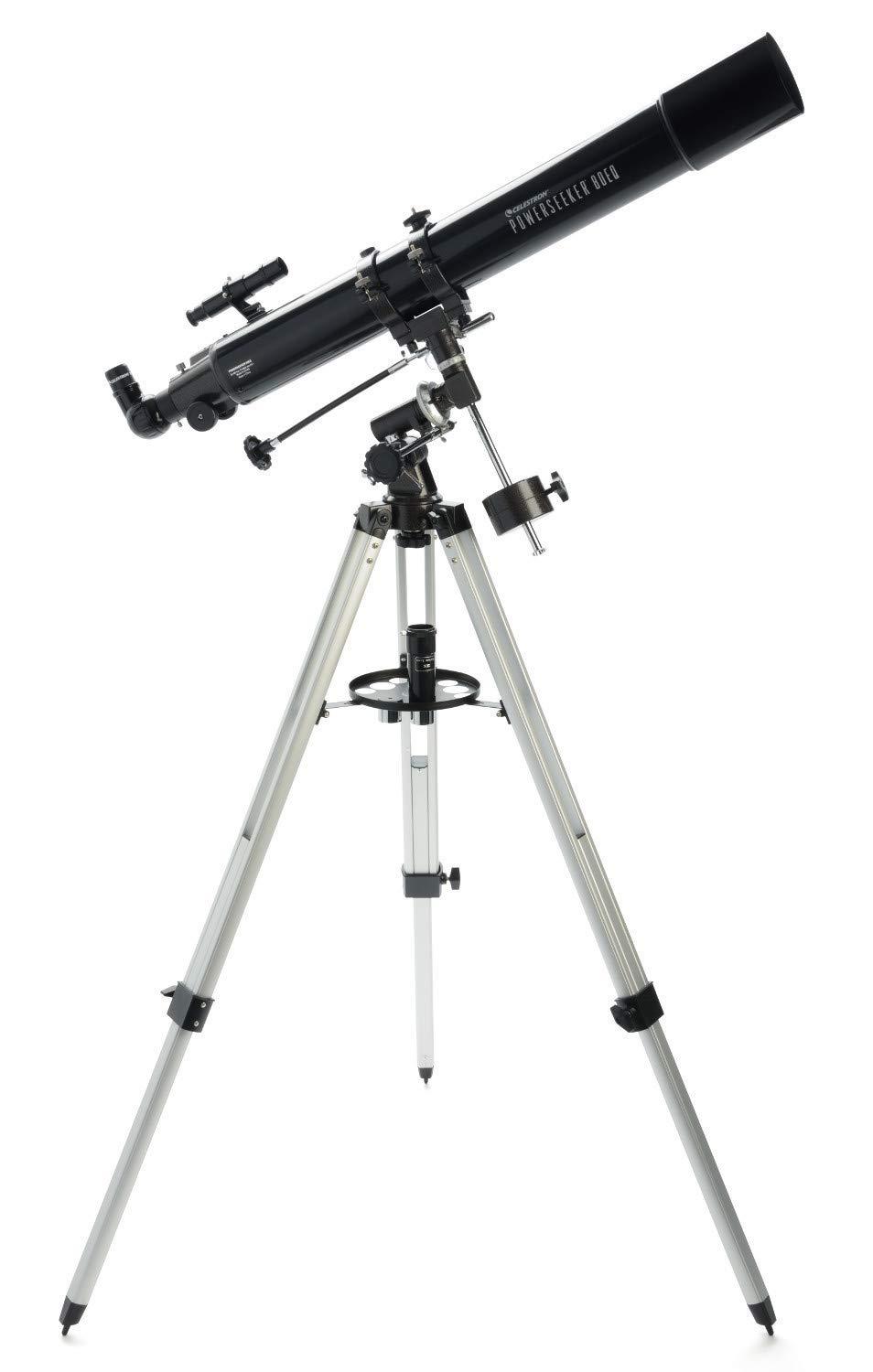 Celestron 21048 PowerSeeker 80EQ Refractor Telescope - Includes Two Eyepieces, Erect Image Diagonal, 3X Barlow Lens, Height-Adjustable Tripod and Deluxe Accessory Tray, Black - Image 2