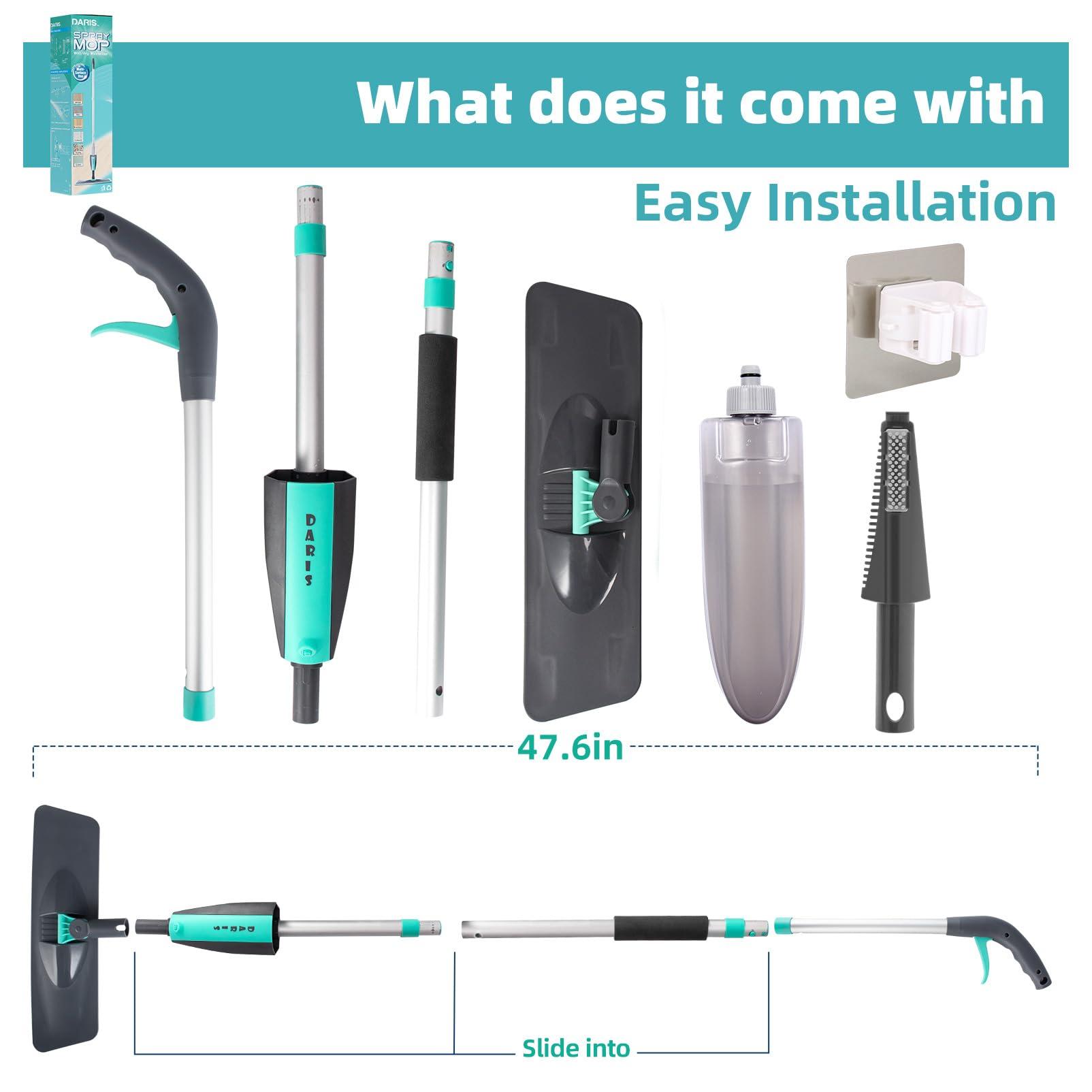 Microfiber Spray Mop for Floor Cleaning Wet Dry, Home Kitchen Hardwood Floor 360° Spin Flat Dust Mops with 12 FL.OZ. Refillable Bottle Include 4 Microfiber Reusable Pads 1 Scrubber and 1 Mop Holder - Image 5