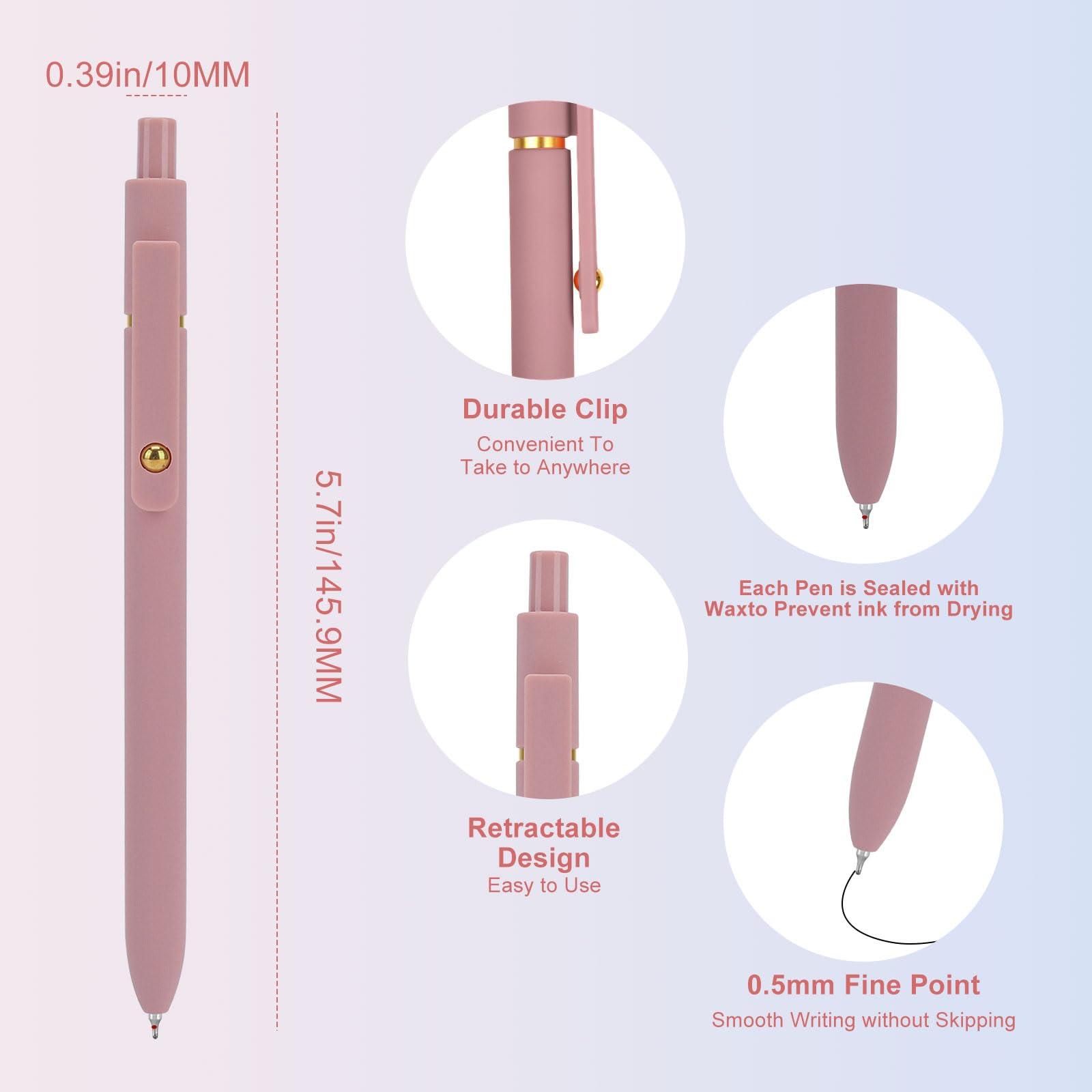 Ddaowanx Gel Pens, 6 Pcs 0.5mm Quick Dry Black Ink Pens Fine Point Smooth Writing Pens, Cute Office School Supplies Gifts for Women - Image 4
