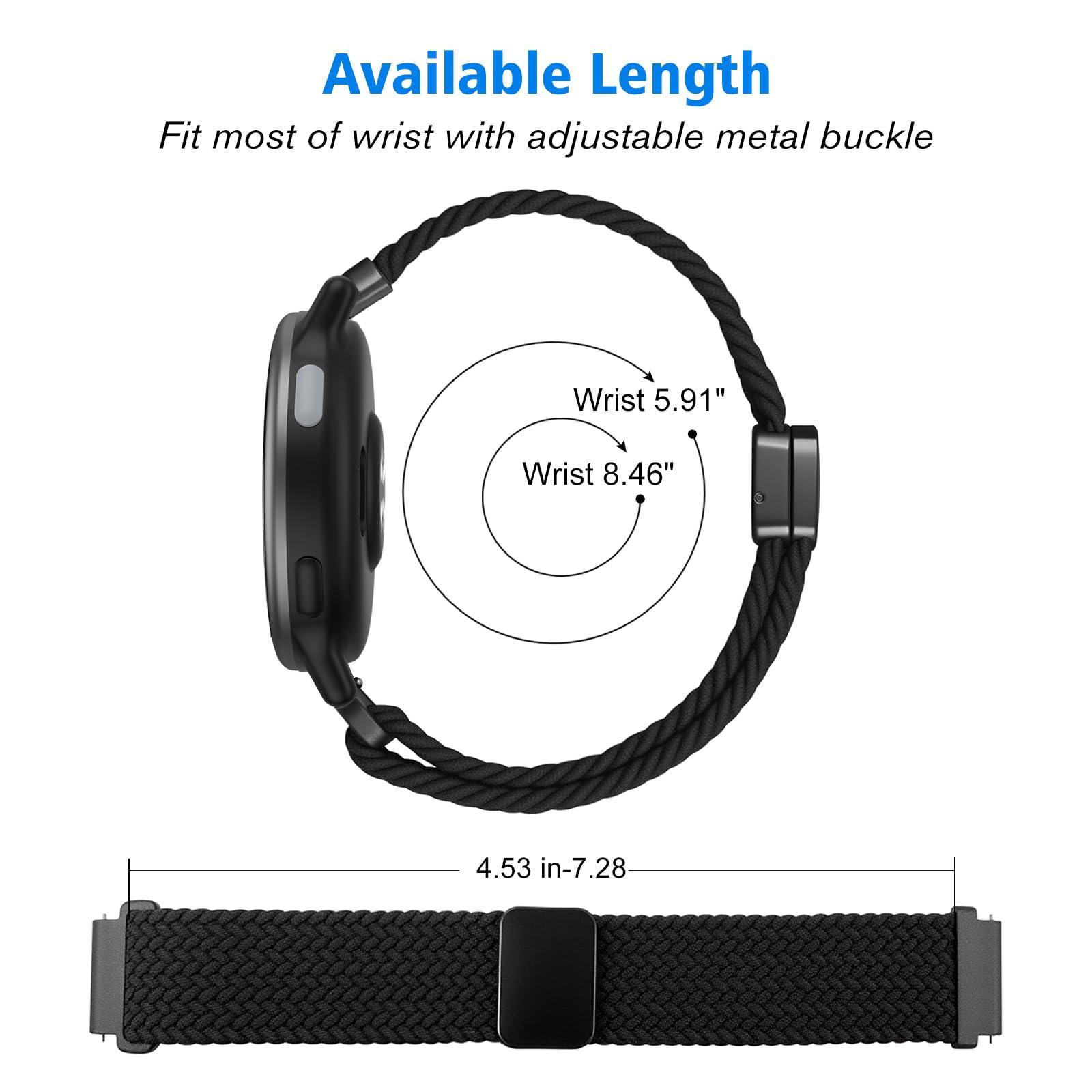 FINTIE Magnetic Braided Band Compatible with Garmin Vivoactive 5/6/Vivoactive 3, Garmin Venu/Venu Sq/Sq 2/Forerunner 55/165/645/245 Music, 20mm Stretchy Nylon Elastic Sport Strap - Image 8