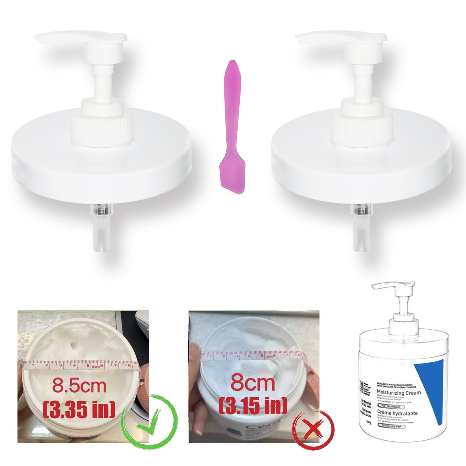 Pump Lid Compatible with CeraVe Moisturizing Cream 3.35"/8.5cm Opening, One-Touch Dispenser, Mess-Free Twist-On Design, 2 Pack with a Spatula, Skincare Organizer Essential - Image 7
