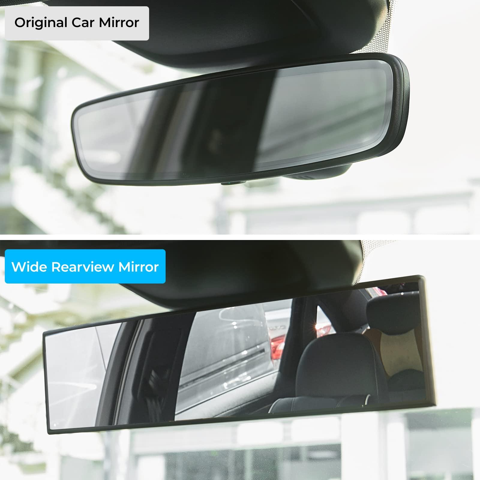 JoyTutus Rear View Mirror, Universal 11.81 Inch Panoramic Convex Interior Clip-on Wide Angle Mirror to Reduce Blind Spot Effectively for Car SUV Trucks -Clear - Image 2