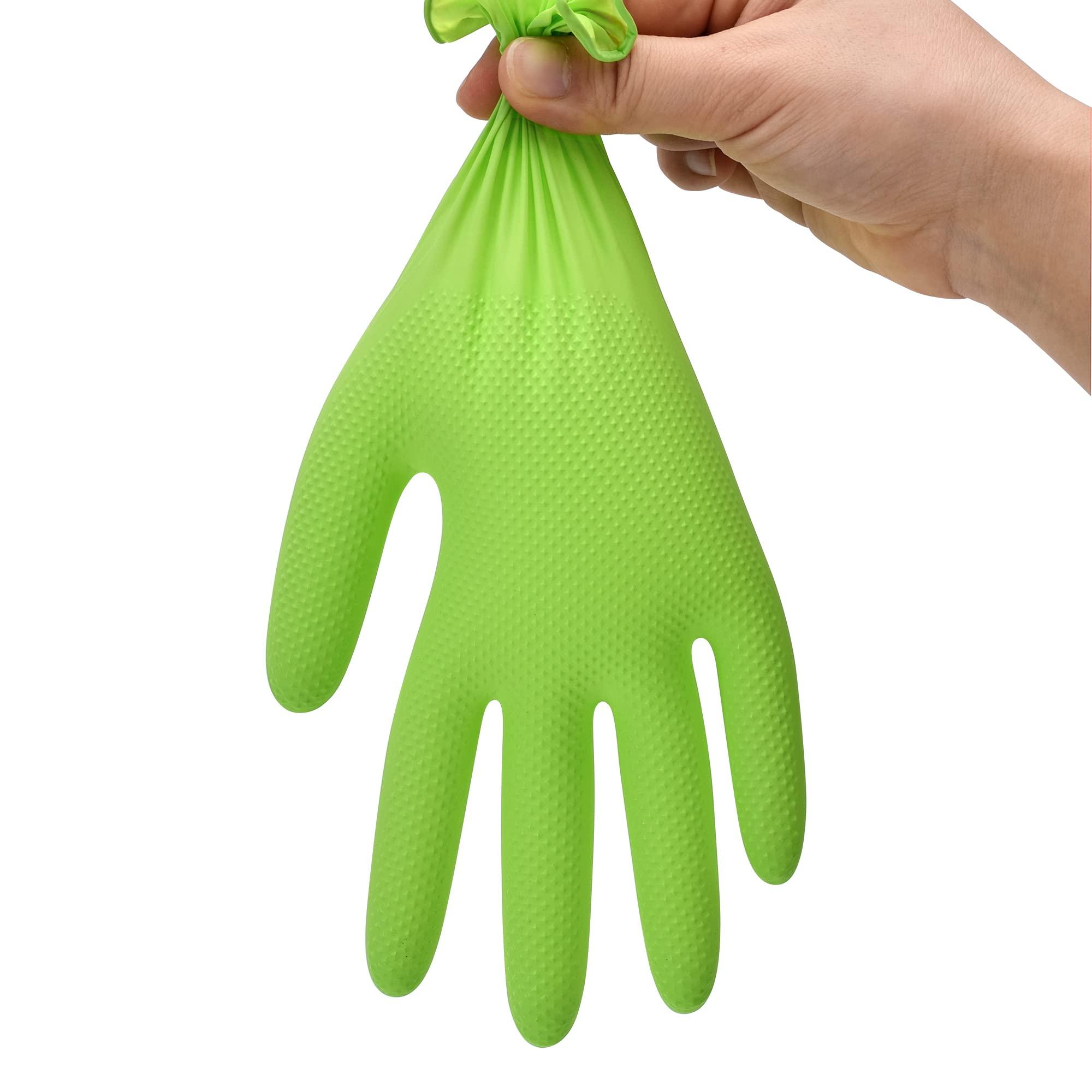 TitanFlex Thor Grip Heavy Duty Green Industrial Nitrile Gloves with Raised Diamond Texture, 8-mil, Latex Free, Powder Free - Image 7
