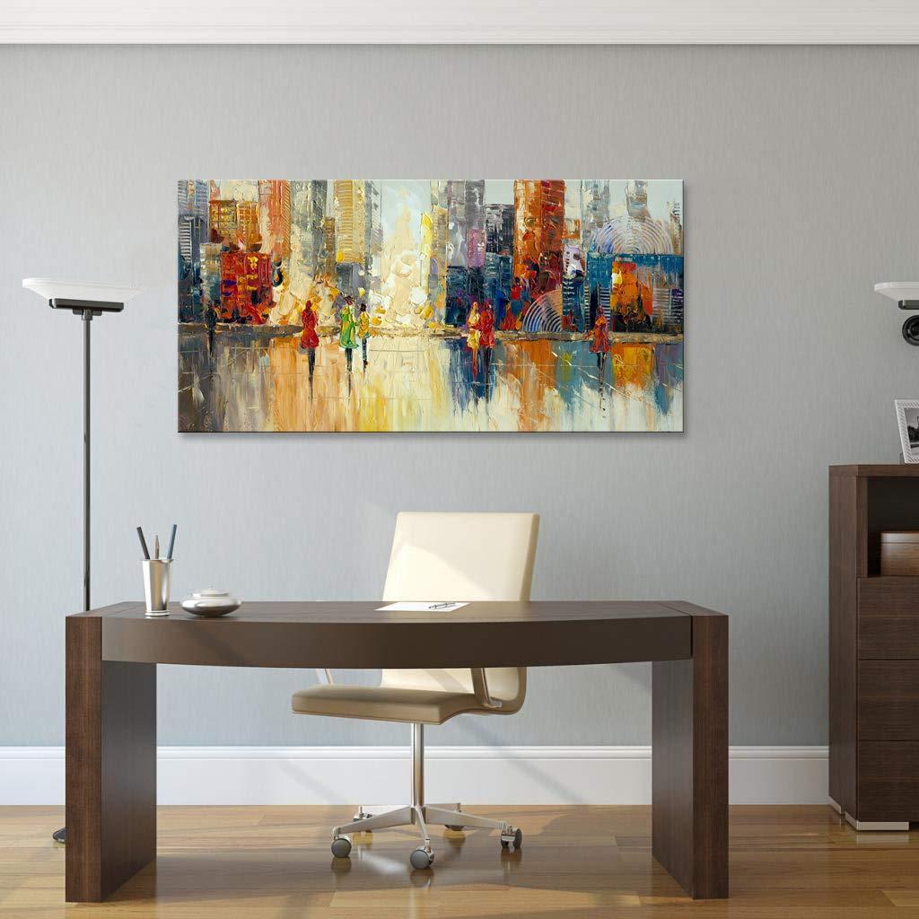 Canvas Wall Art Abstract Cityscape Painting Modern New York City Artwork Lady Romantic Street Scenery Picture Home Office Decor - Image 4