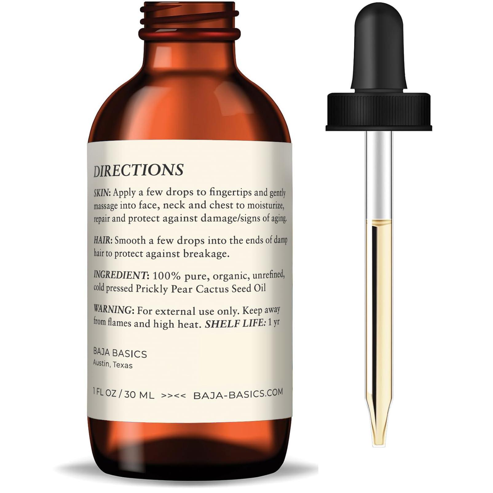 Baja Basics Prickly Pear Seed Oil Cold Pressed, Pure, Unrefined Moisturizer for Skin, Face, Body, Nails and Hair - Multi-Purpose Beauty Product For Men and Women - 1 oz Bottle - Image 6