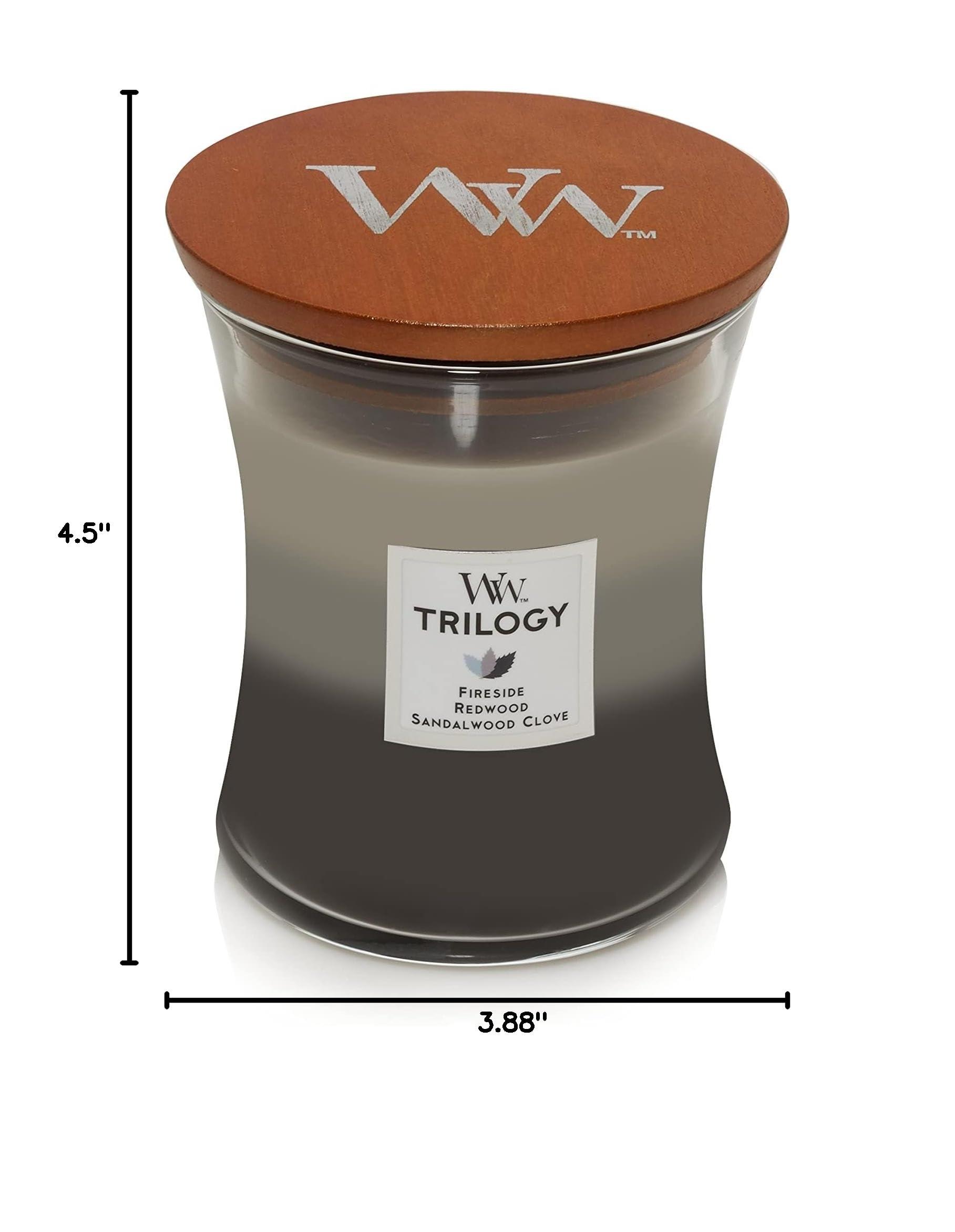 WoodWick Warm Woods Medium Hourglass Trilogy Candle Crackles as it Burns Perfect for Gifting - Image 5