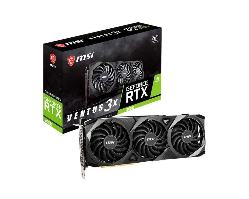 MSI Gaming GeForce RTX 3090 24GB GDRR6X 384-Bit HDMI/DP Nvlink Torx Fan 3 Ampere Architecture OC Graphics Card (RTX 3090 VENTUS 3X 24G OC) (Renewed)