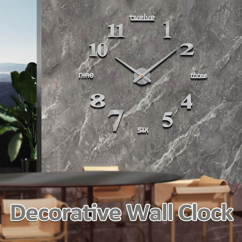 Mintime Modern Frameless DIY Wall Clock Large 3D Wall Watch Mirror Numbers for Home Office Decorations - Image 3
