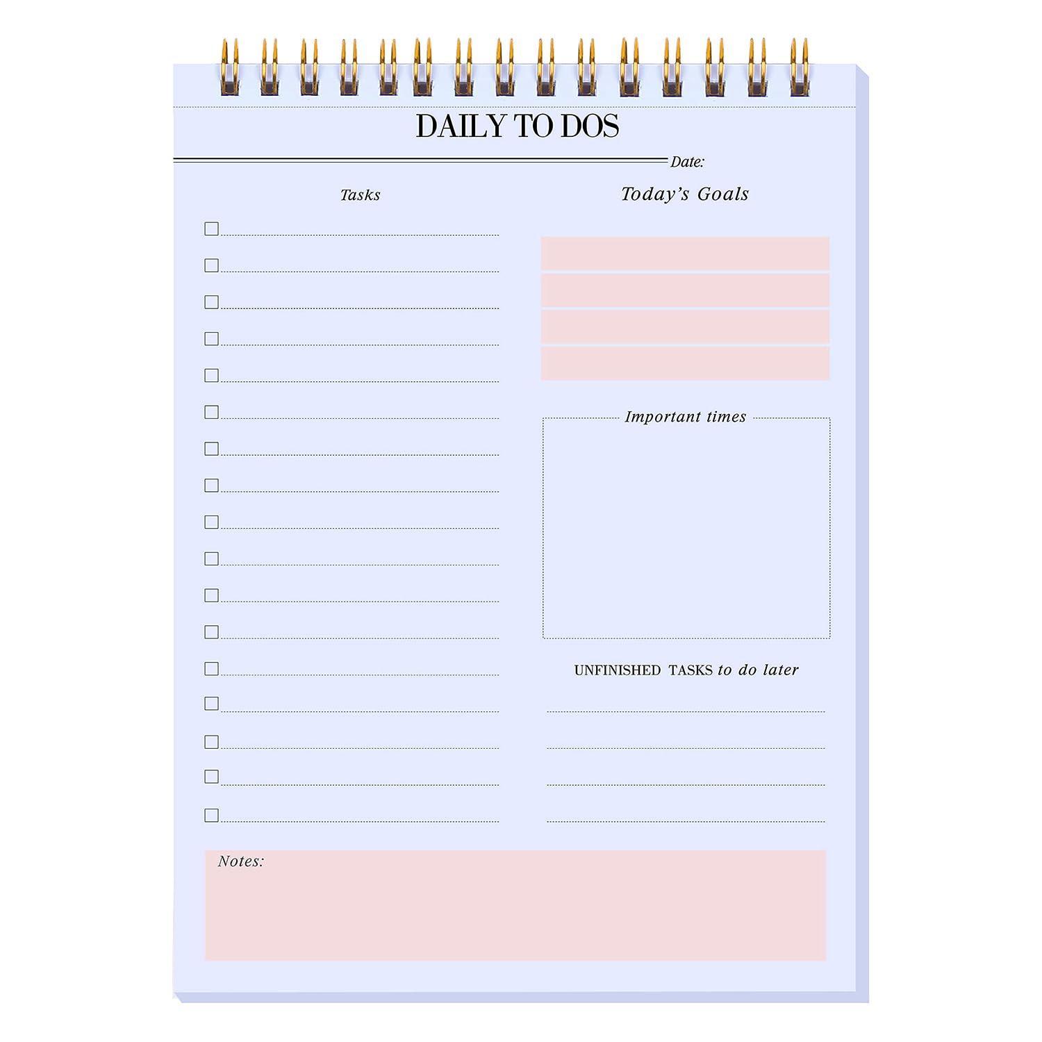 KAICN Daily to Do Notepads - Task Checklist planner, Time Management planner, To Do lists, Organizer with Today's Goals, Notes, 52 Undated Agenda Tear-off Sheets, 6.5 x 9.8 inches (Pink) - Image 1