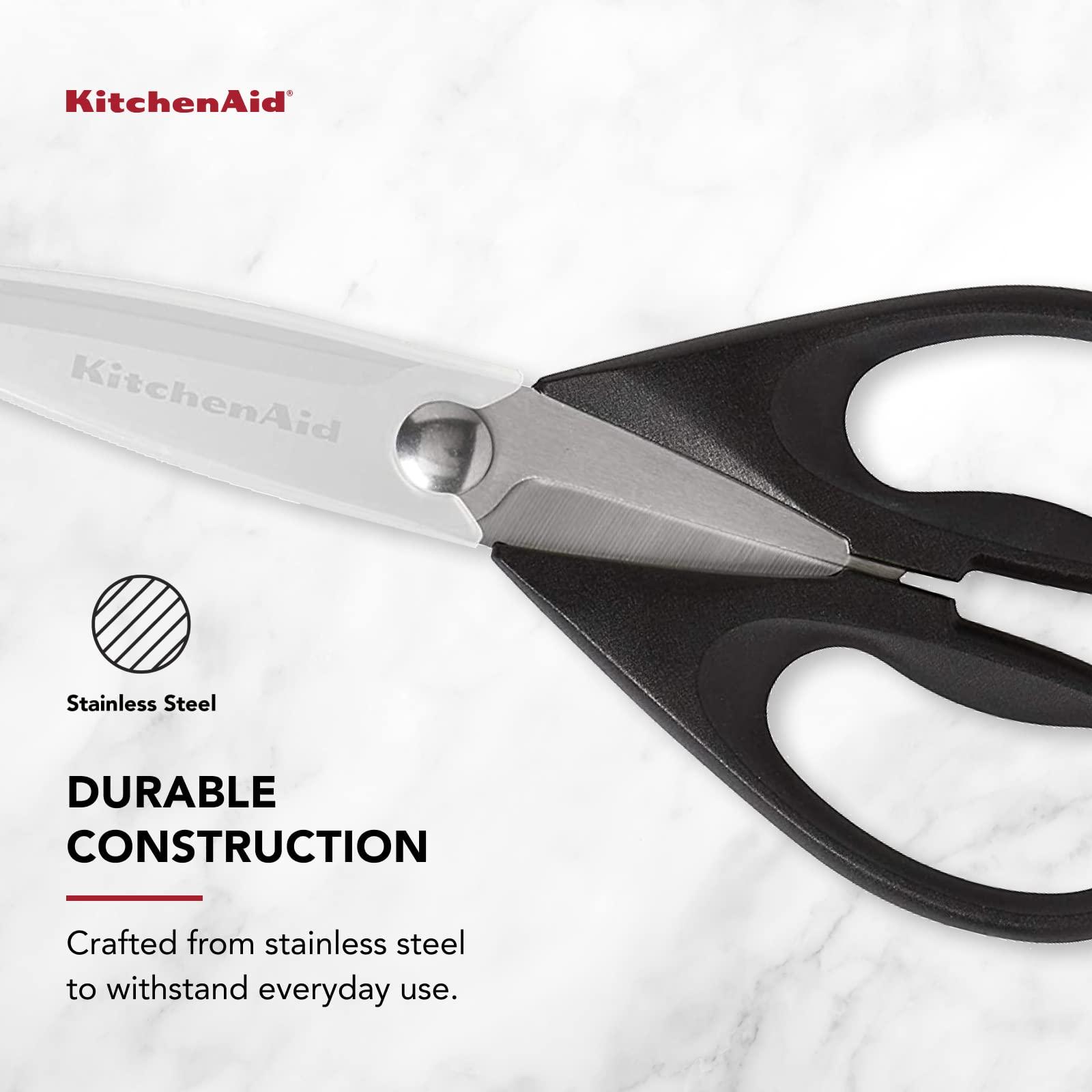 KitchenAid All Purpose Kitchen Shears with Protective Sheath Durable Stainless Steel Scissors, Dishwasher Safe, Soft Grip Comfort Handle, 8.72 Inch, Black - Image 7