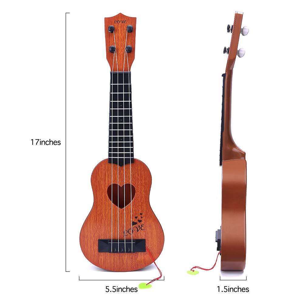 YEZI Kids Toy Classical Ukulele Guitar Musical Instrument, Brown - Image 3