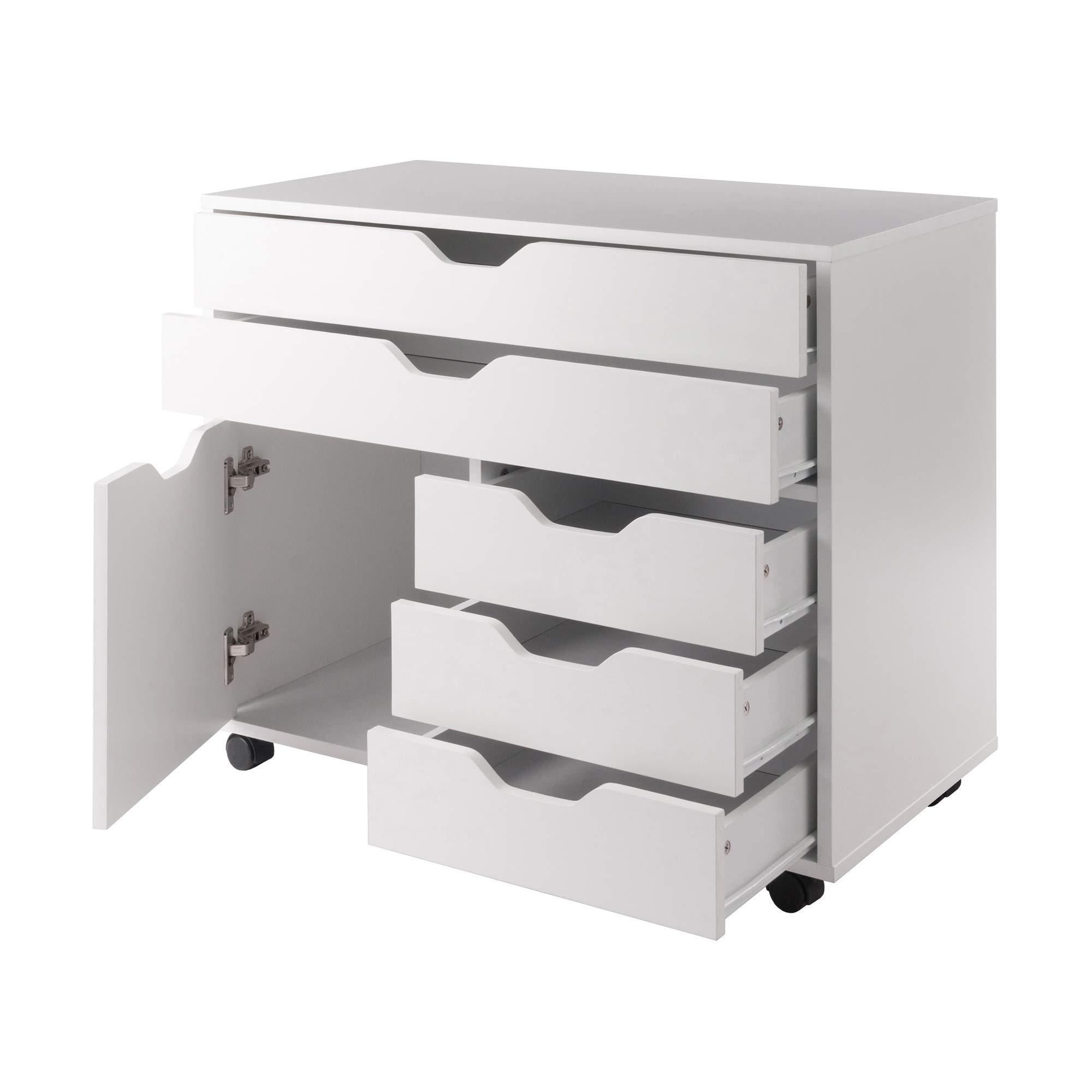 Winsome Halifax 3-Section Mobile Cabinet with 5 Drawers, for Living Room, Home Office, White - Image 4