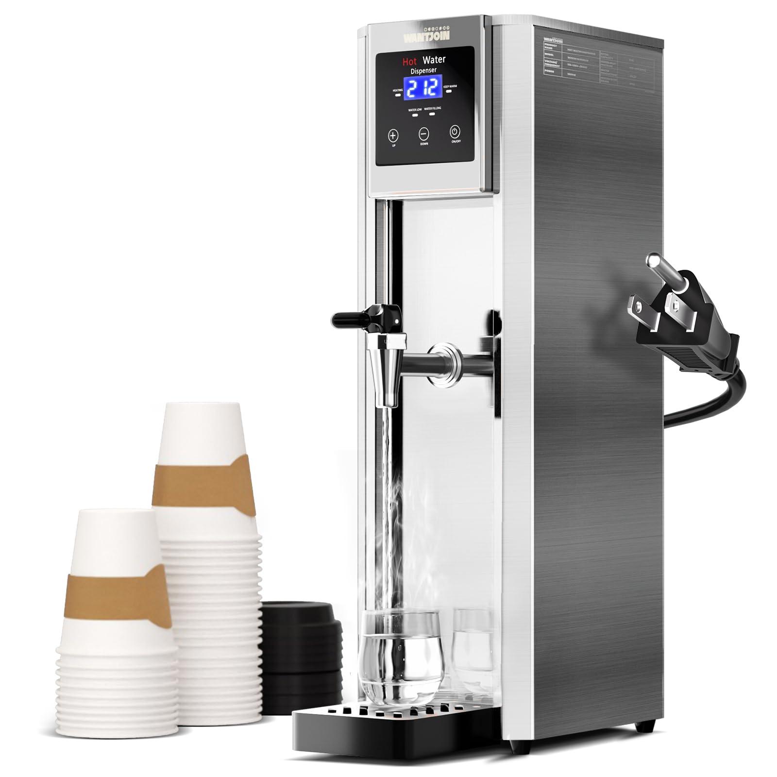 WantJoin Hot Water Dispenser Commercial Water Boiler 20L(5.2GAL)/Hour Step-Heating Electric Countertop Water Dispenser Automatic Temperature Control 32°F-212°F, for Boba Tea Coffee Shop Office 1800W