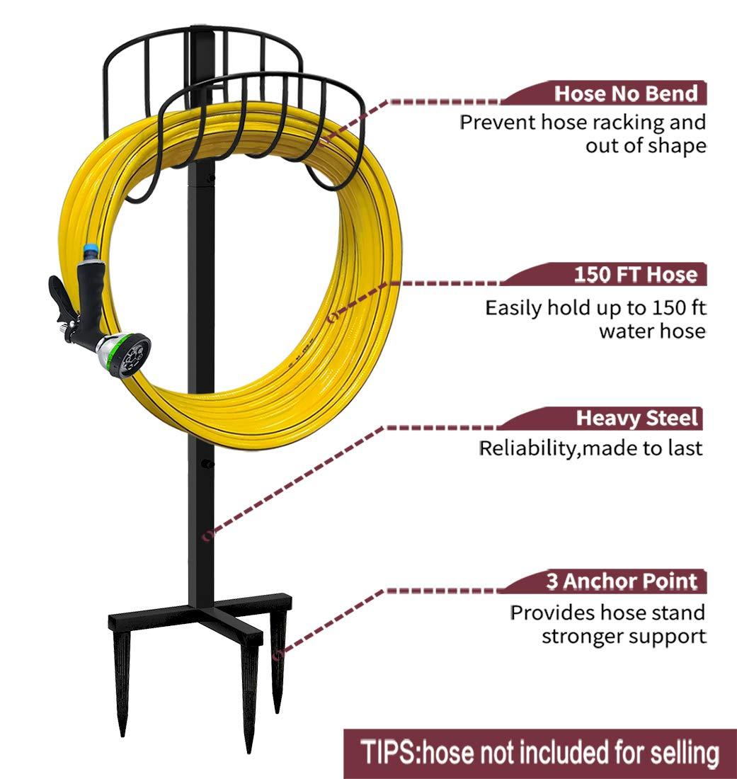 Artigarden Freestanding Garden Hose Holder Hanger, Heavy Duty Metal Water Hose Storage Stand Rack - Image 3