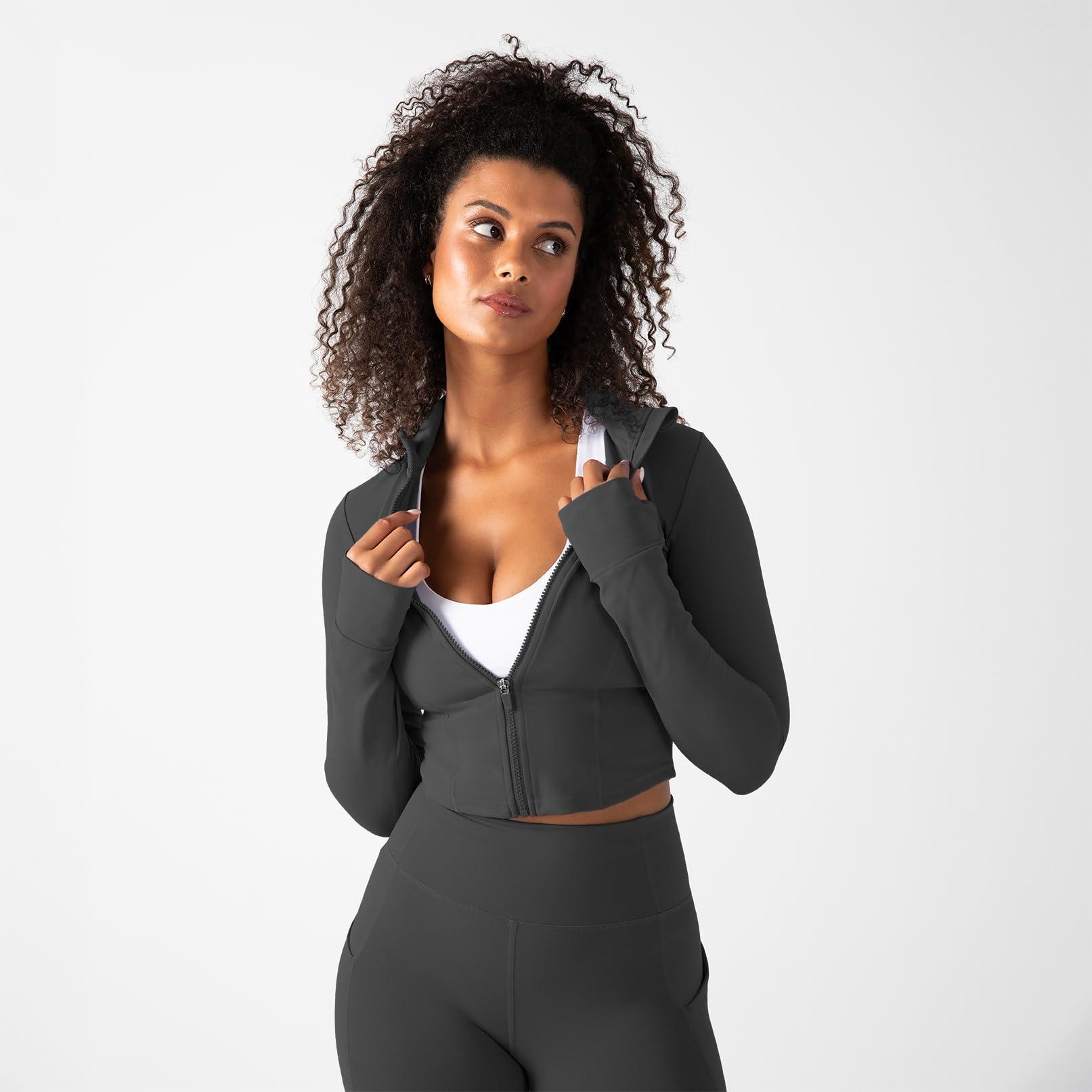 YITTY Active Women's UltraLuxe Cropped Full Zip Jacket, Athleisure, 4-Way-Stretch, Thumbholes - Image 6
