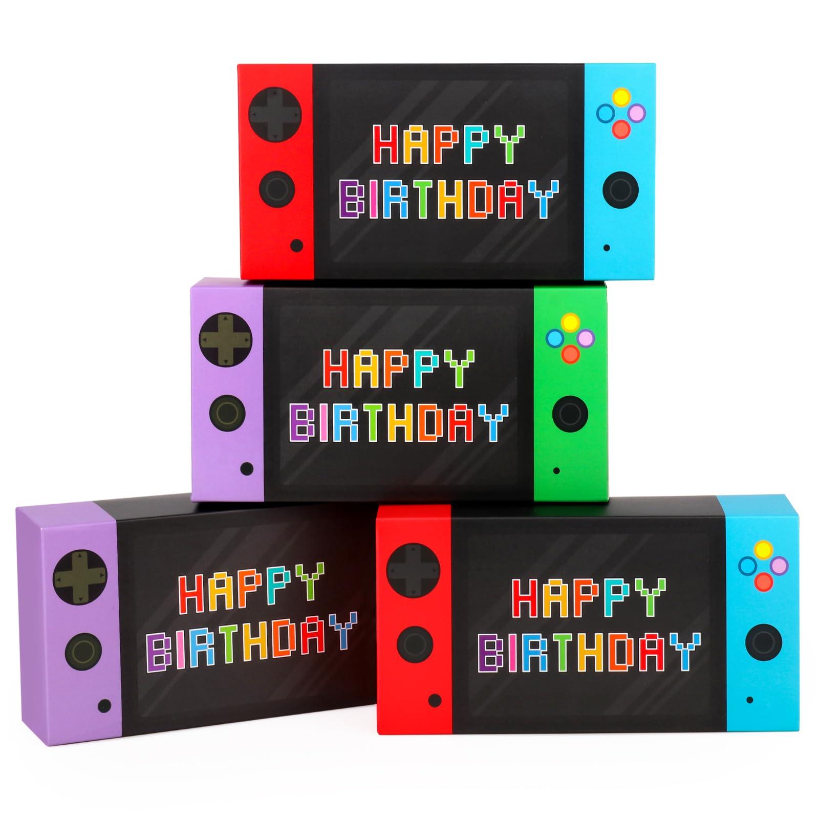 Video Game Party Favor Boxes - 16 PCS Gamer On Theme Gifts Boxes for Boys Kid Birthday Decorations Video Game Controller Shape Goodie Candy Bags Gamer Party Supplies
