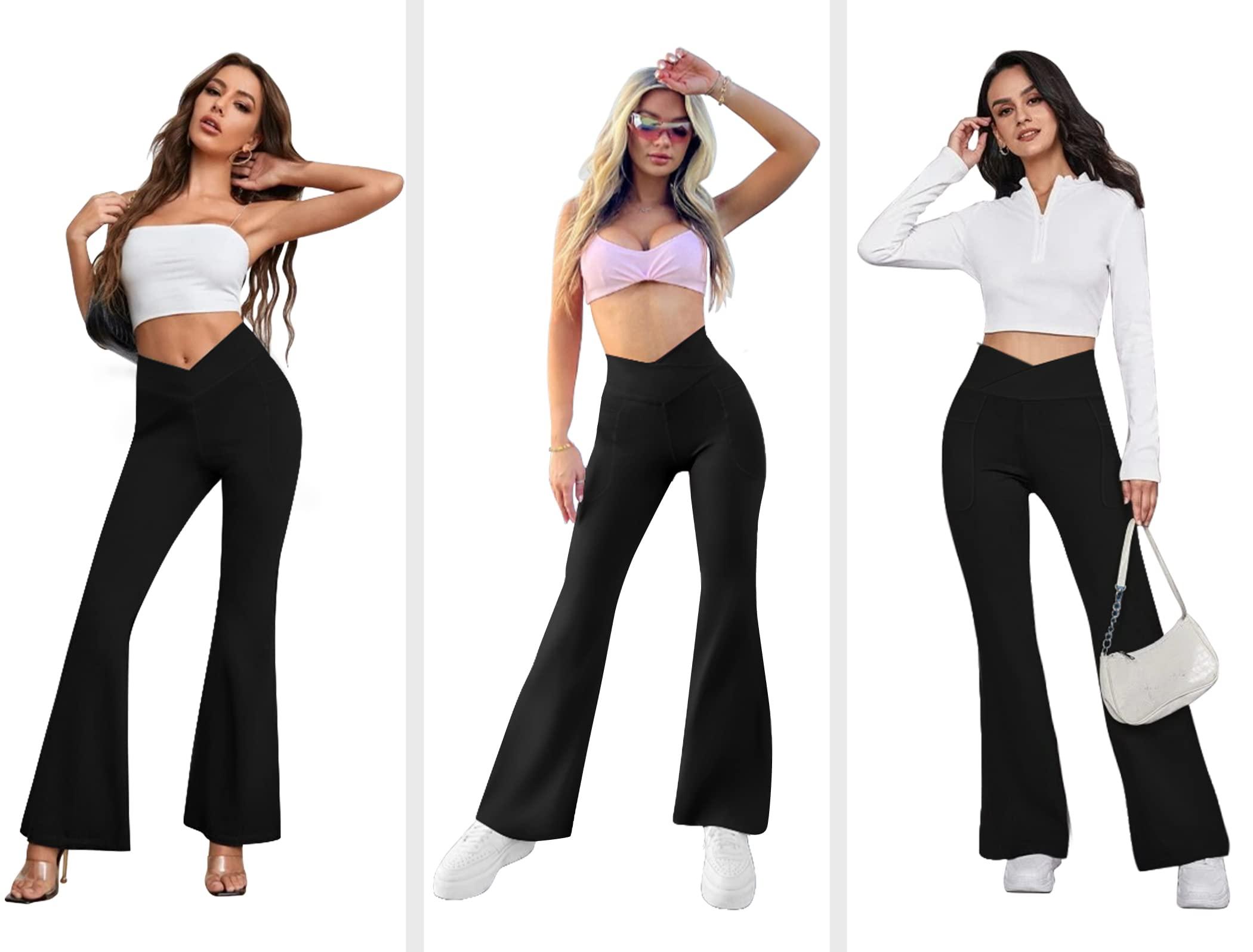 COPYLEAF Women's Flare Yoga Pants with Pockets-V Crossover High Waisted Bootcut Yoga Leggings-Flare Workout Gym Leggings - Image 5