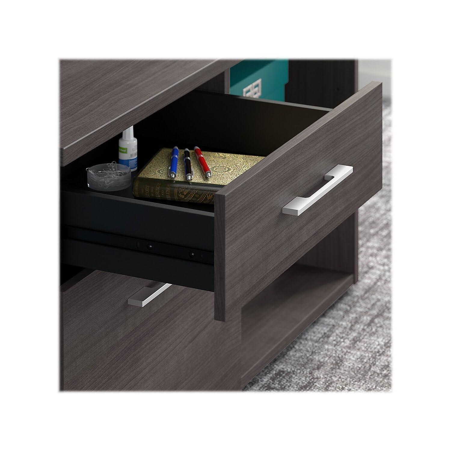 Bush Business Furniture Office 500 Low Storage Cabinet with Drawers and Shelves in Storm Gray - Image 5