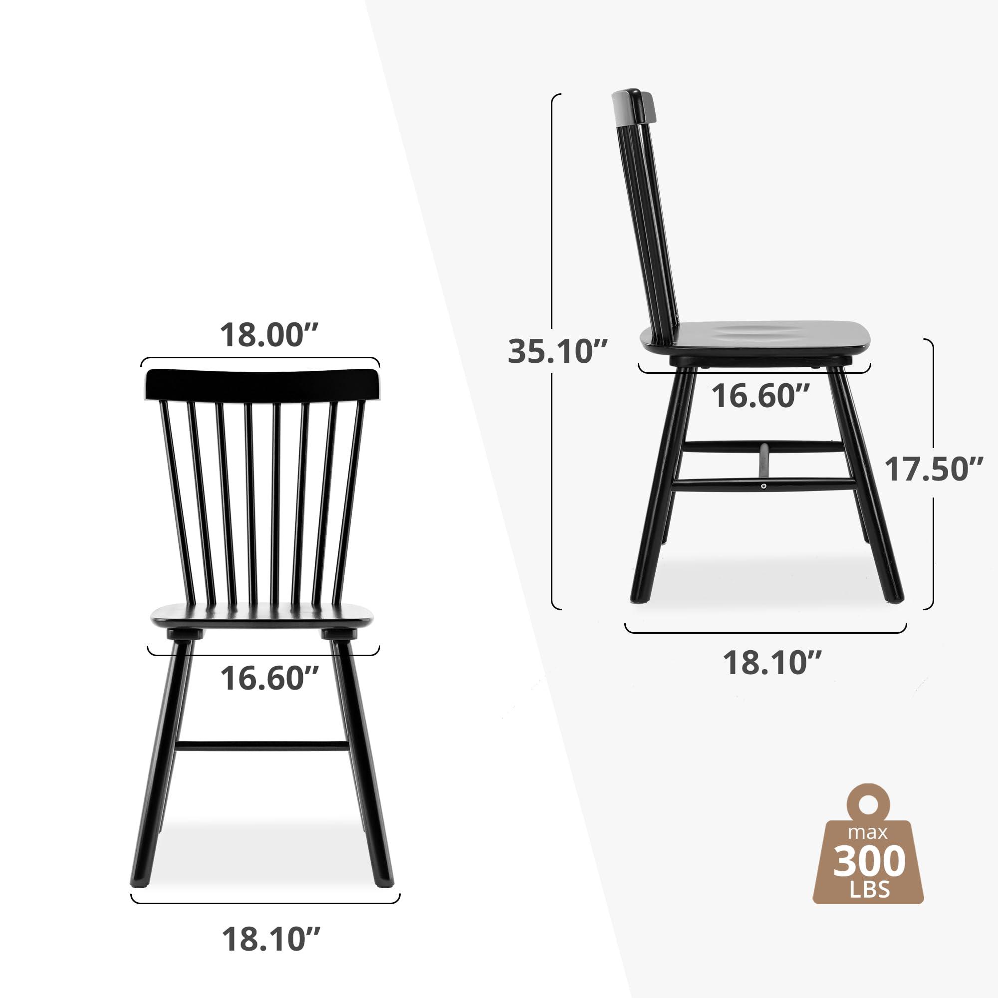 LUE BONA Dining Chairs Set of 4, Windsor Dining Chair, Spindle Back Wood Dining Chair, Kitchen Chairs Wooden Dining Chair, Farmhouse Dining Chairs for Kitchen and Dining Room, Black 18'' - Image 2
