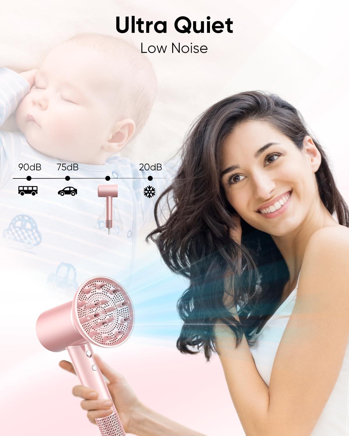 CONFU Ionic Hair Dryer, Blow Dryer, Professional, Magnetic Diffuser, Concentrator, 110000 RPM, Fast Drying, Lightweight, for Women and Men - Image 4